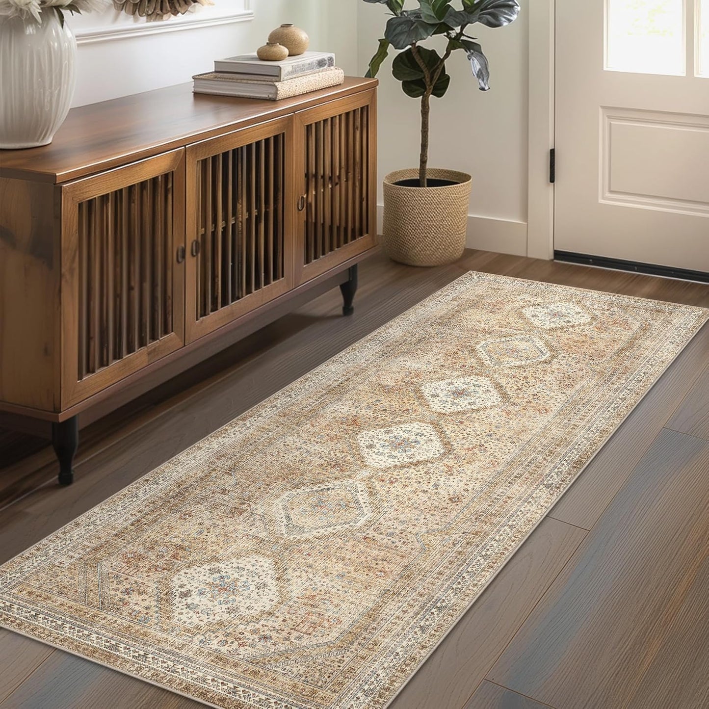 GENIMO Machine Washable Runner Rug Non Slip Carpet with Gripper