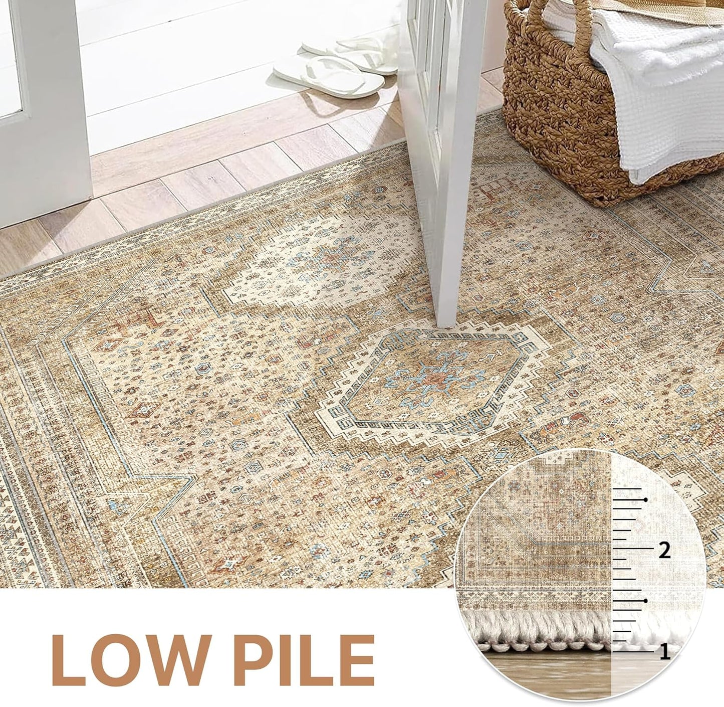 GENIMO Machine Washable Runner Rug Non Slip Carpet with Gripper