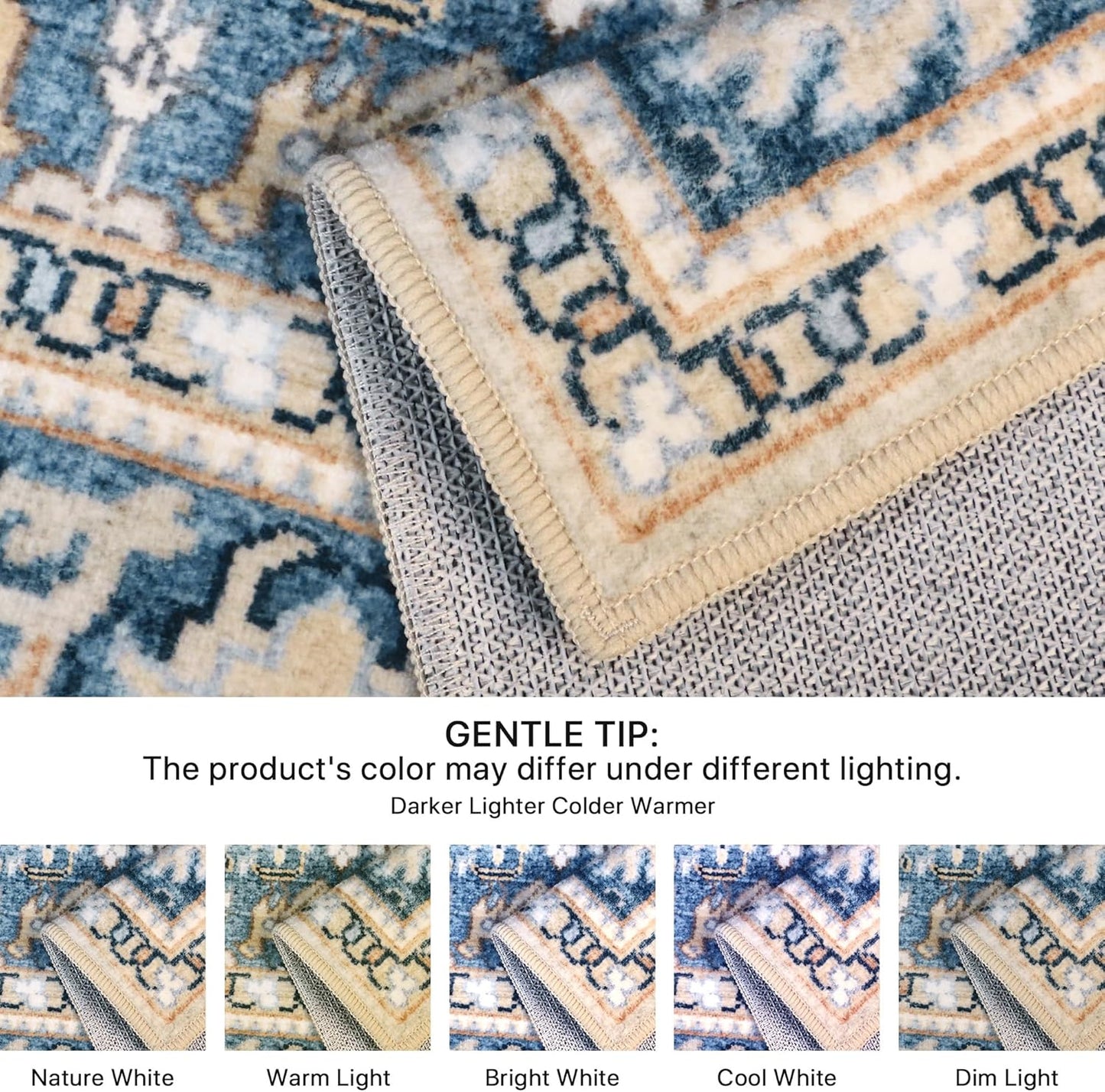 GENIMO Vintage Floral Rug Non-Shedding Distressed Area Rug