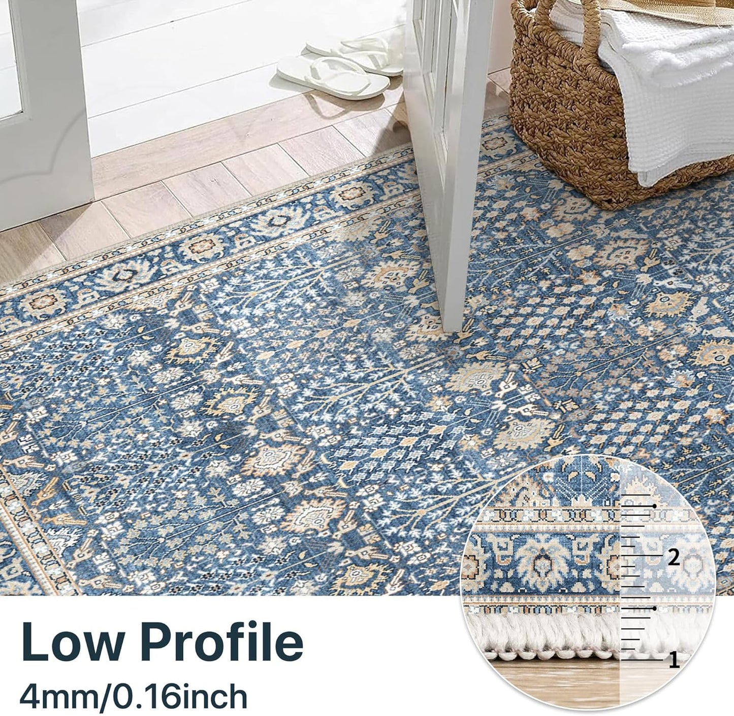 GENIMO Vintage Floral Rug Non-Shedding Distressed Area Rug