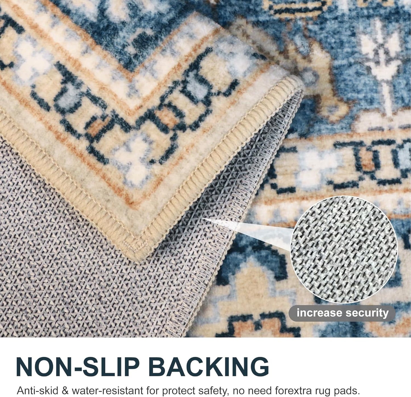 GENIMO Vintage Floral Rug Non-Shedding Distressed Area Rug