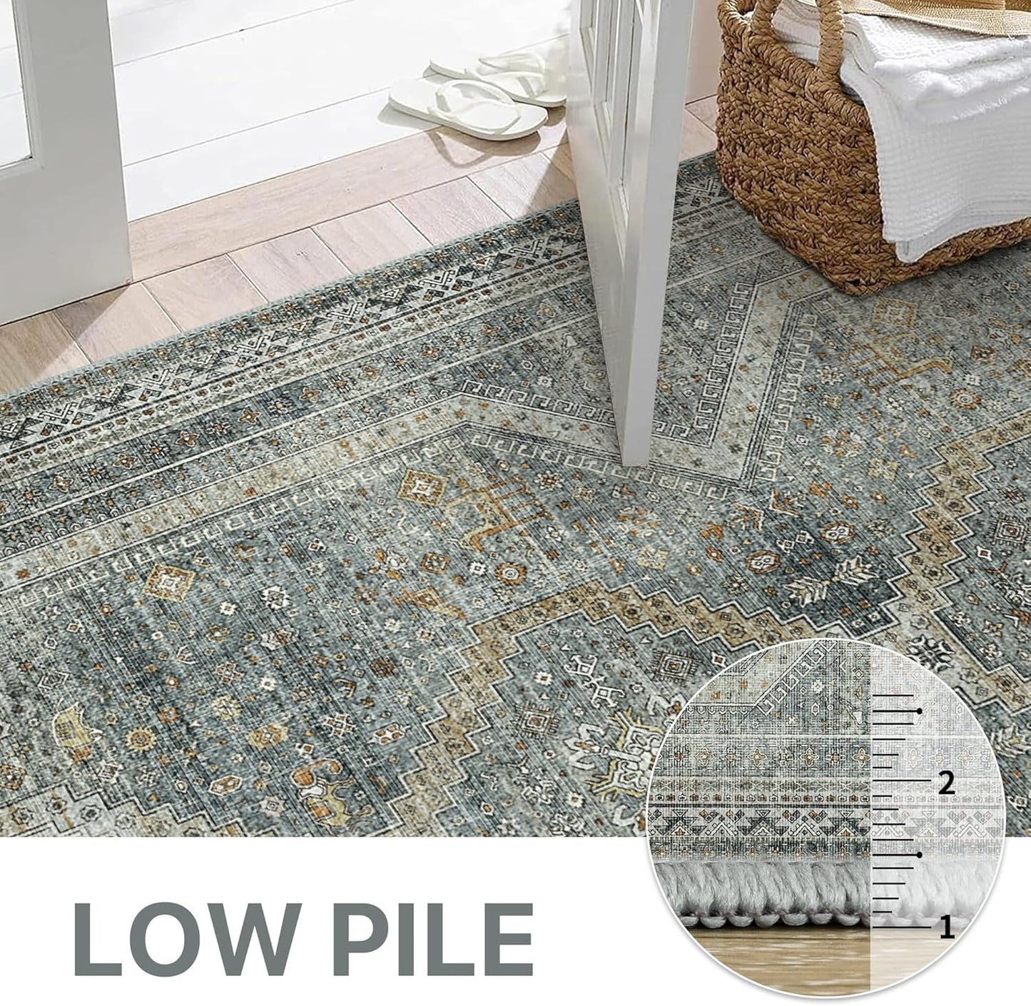 GENIMO Machine Washable Runner Rug Non Slip Carpet with Gripper