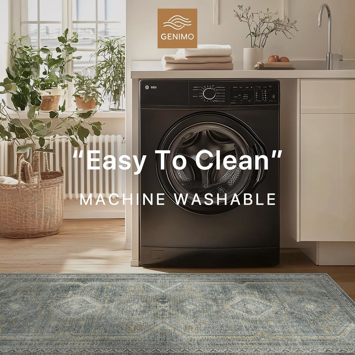 GENIMO Machine Washable Runner Rug Non Slip Carpet with Gripper