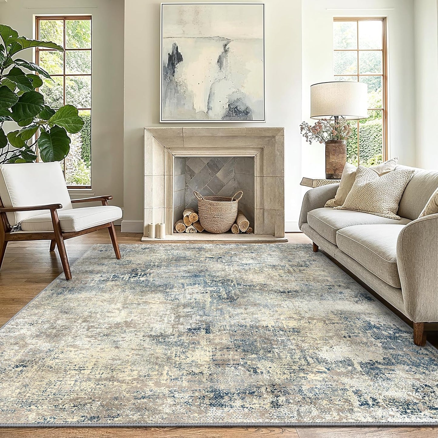 GENIMO Modern Foggy Abstract Texture Washable Area Rug