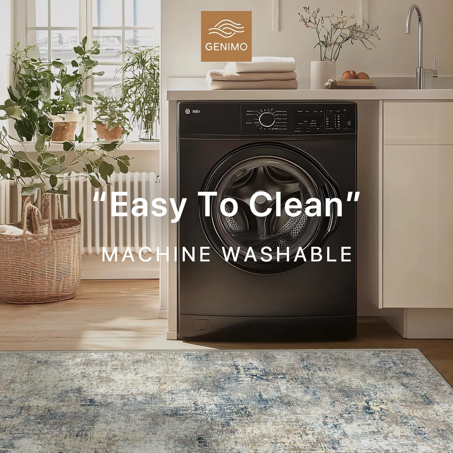 GENIMO Modern Foggy Abstract Texture Washable Area Rug
