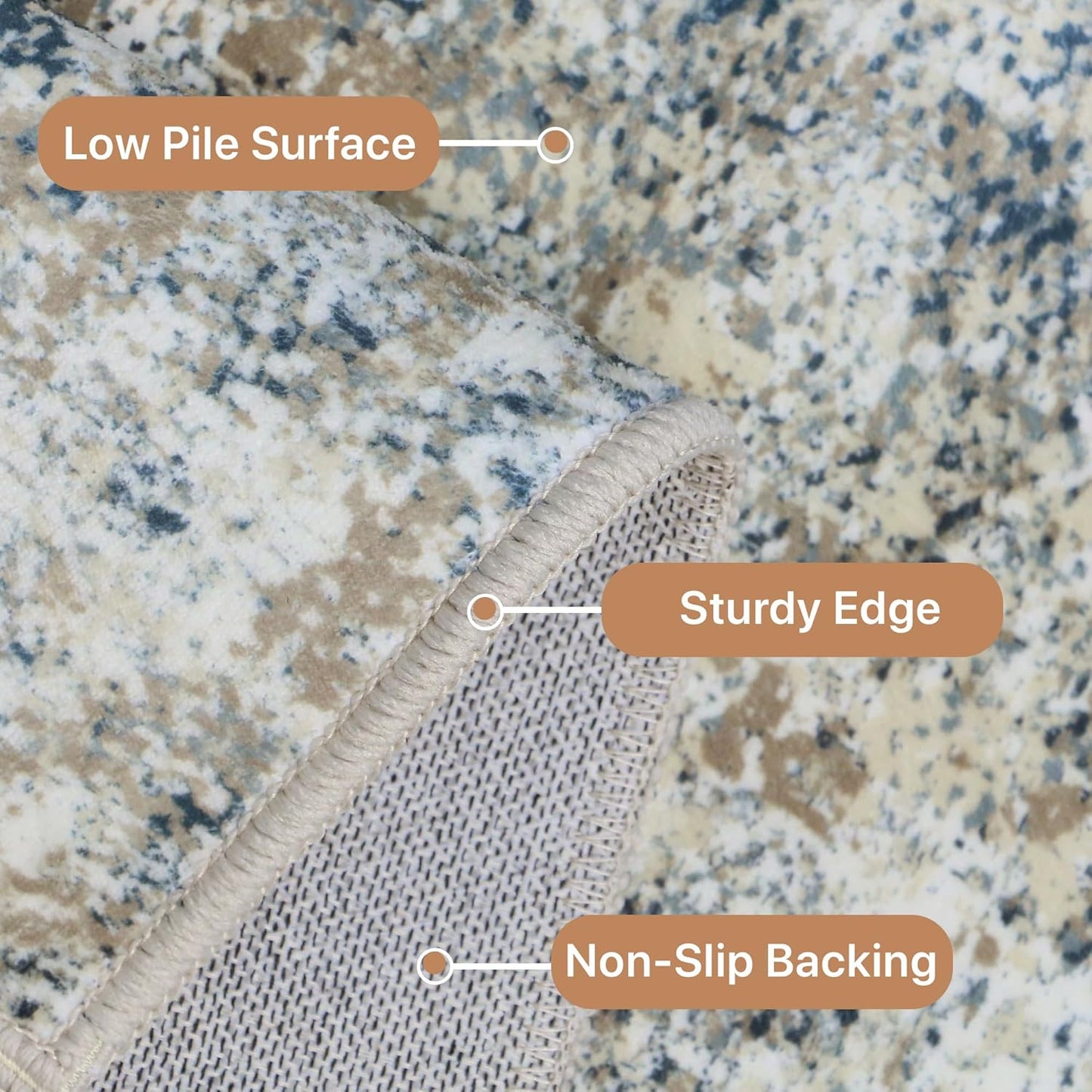 GENIMO Modern Foggy Abstract Texture Washable Area Rug