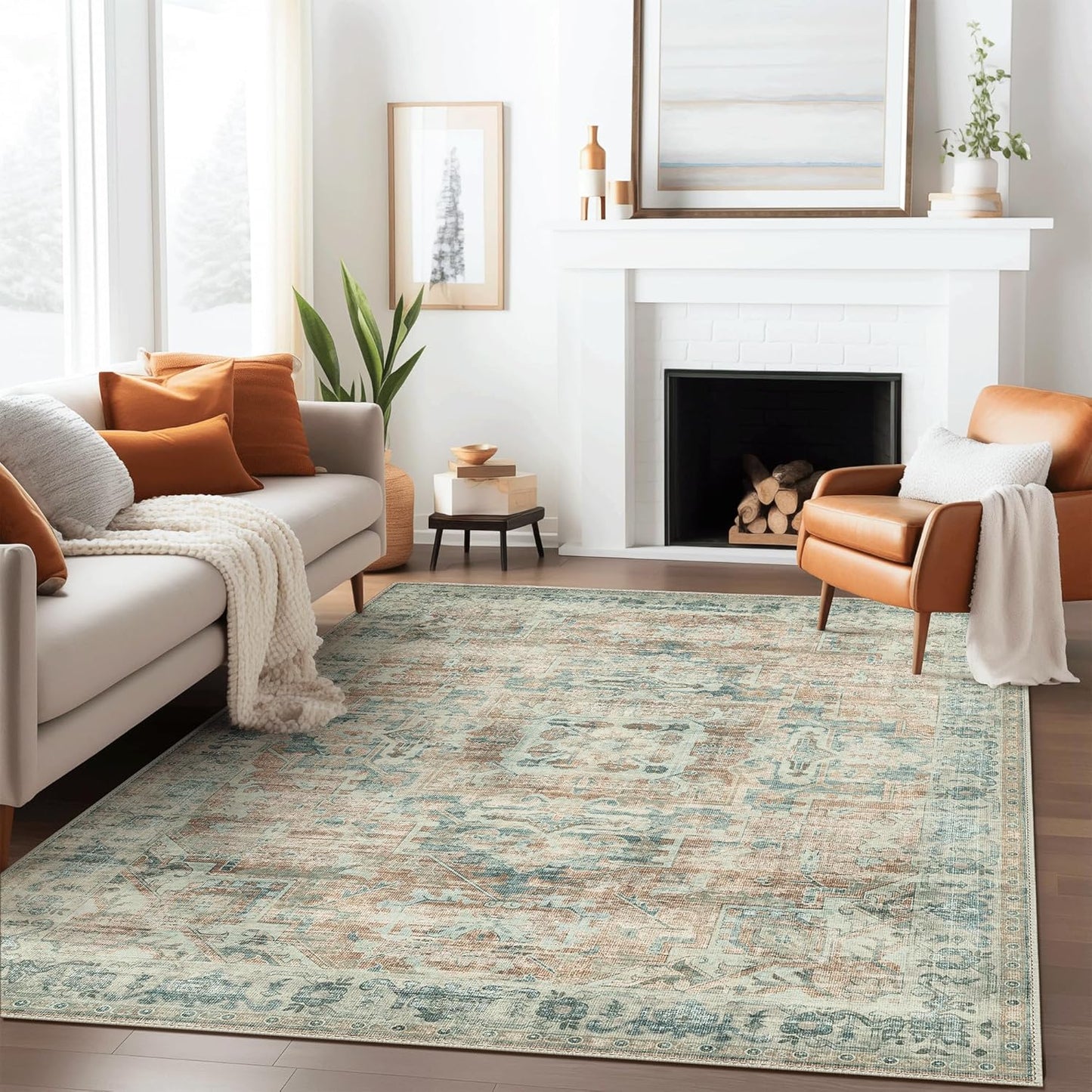 GENIMO Aged Lattice Print Area Rug