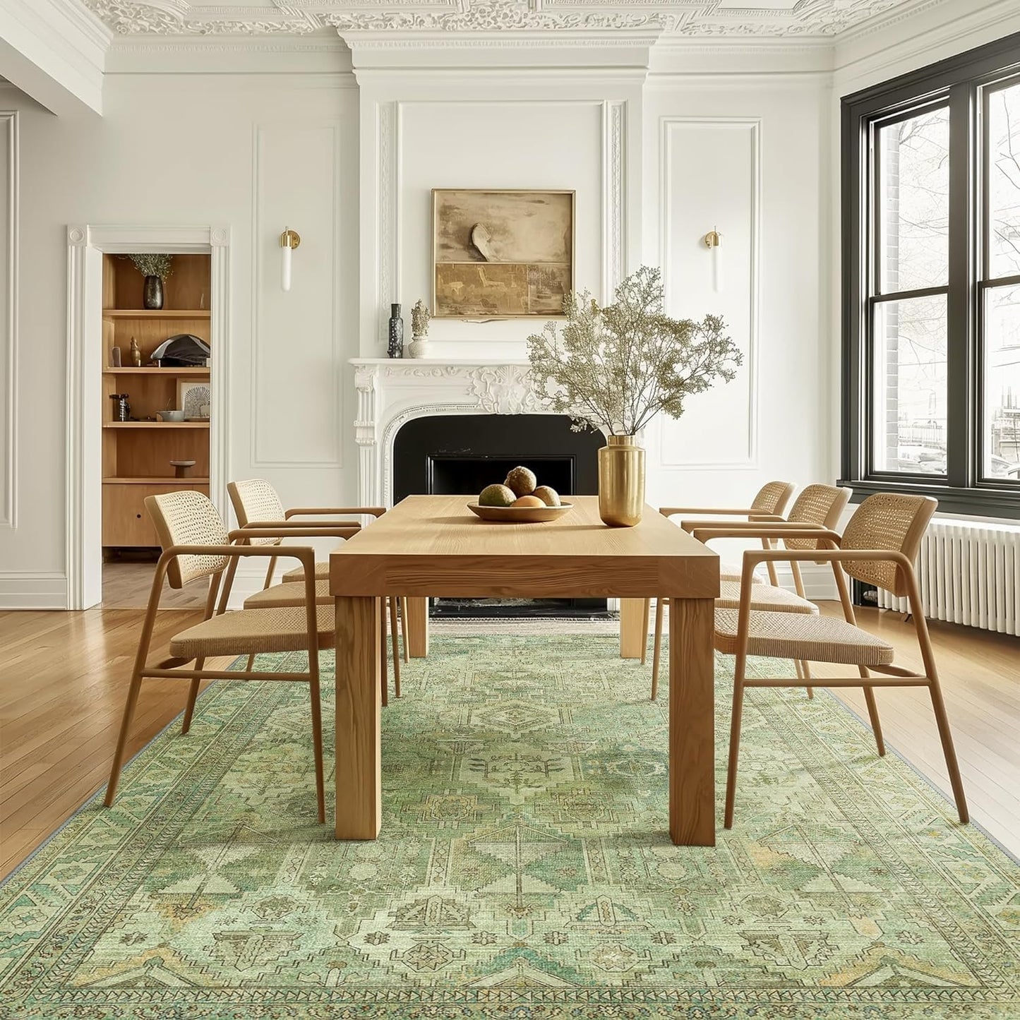GENIMO Vintage Classic Print Cool Color Washable Area Rug