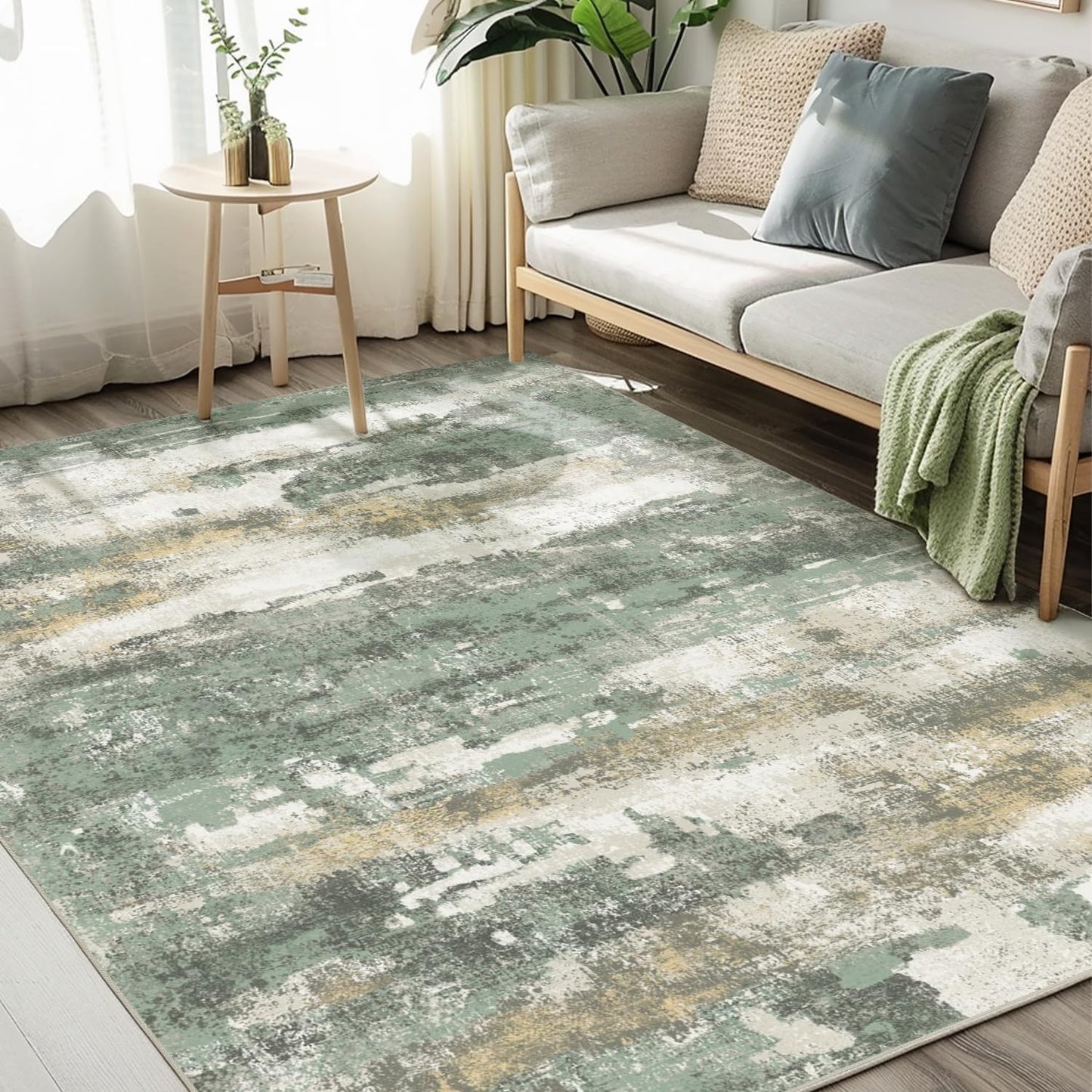 GENIMO Modern Abstract Print Soft Area Rugs Green