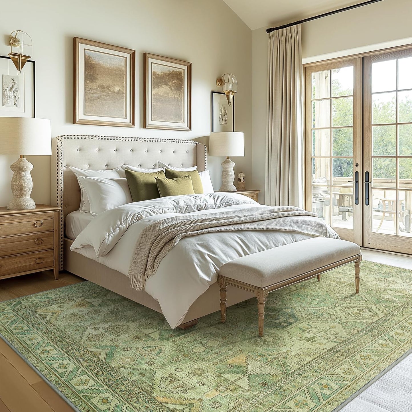 GENIMO Vintage Classic Print Cool Color Washable Area Rug