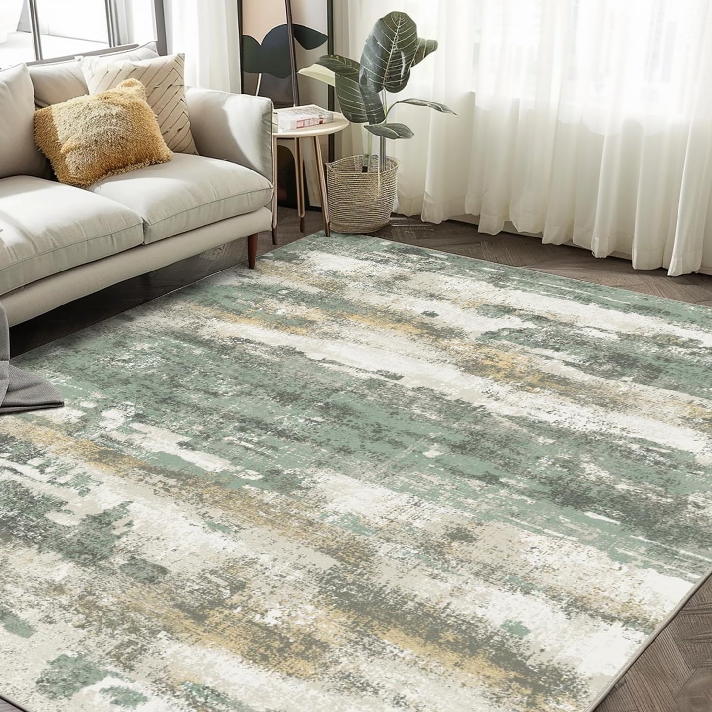 GENIMO Modern Abstract Print Soft Area Rugs Green