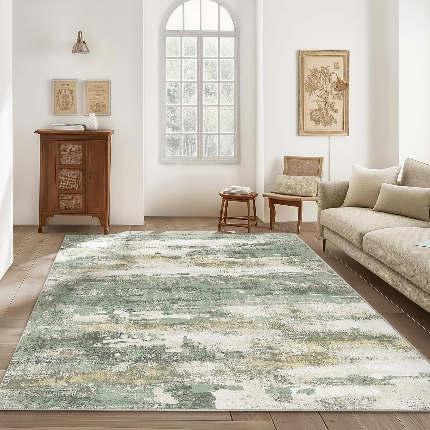 GENIMO Modern Abstract Print Soft Area Rugs Green