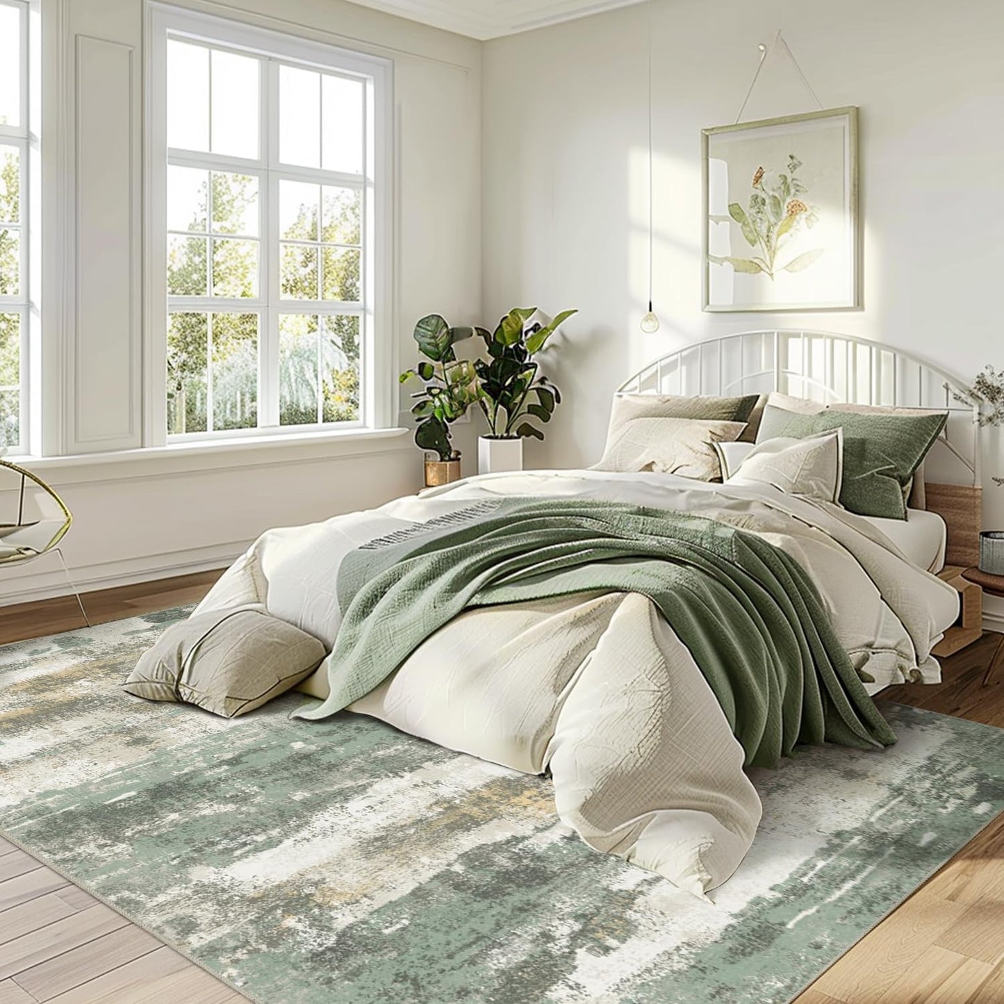 GENIMO Modern Abstract Print Soft Area Rugs Green