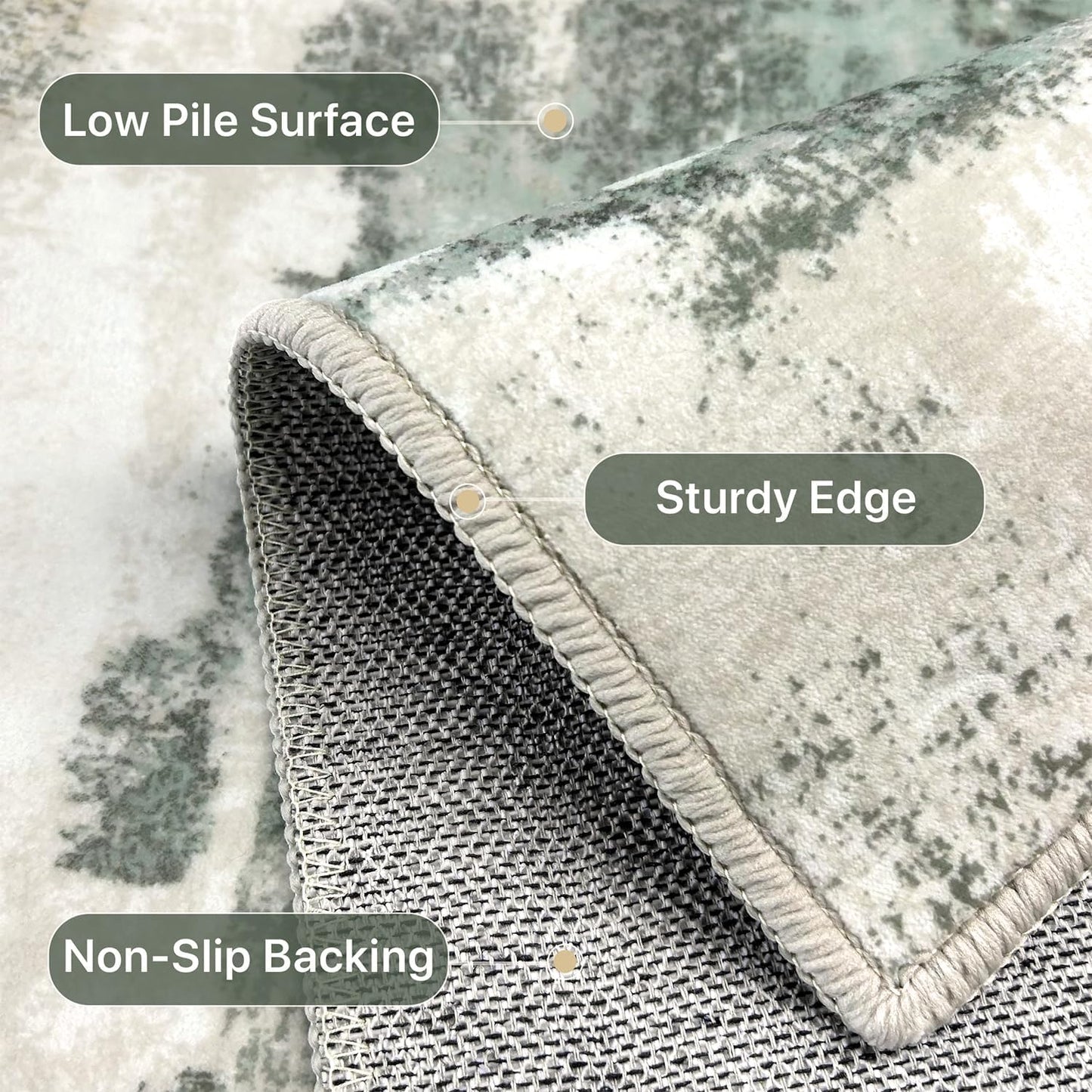 GENIMO Modern Abstract Print Soft Area Rugs Green