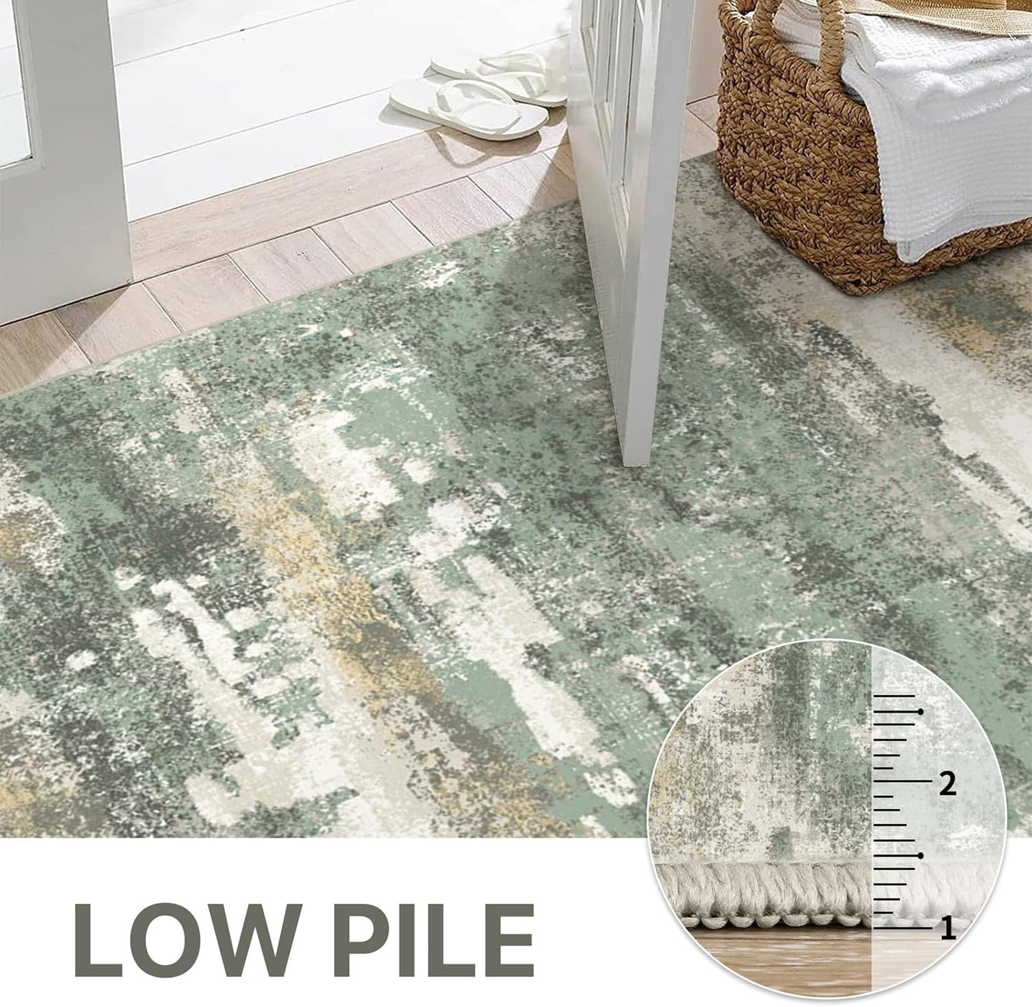 GENIMO Modern Abstract Print Soft Area Rugs Green