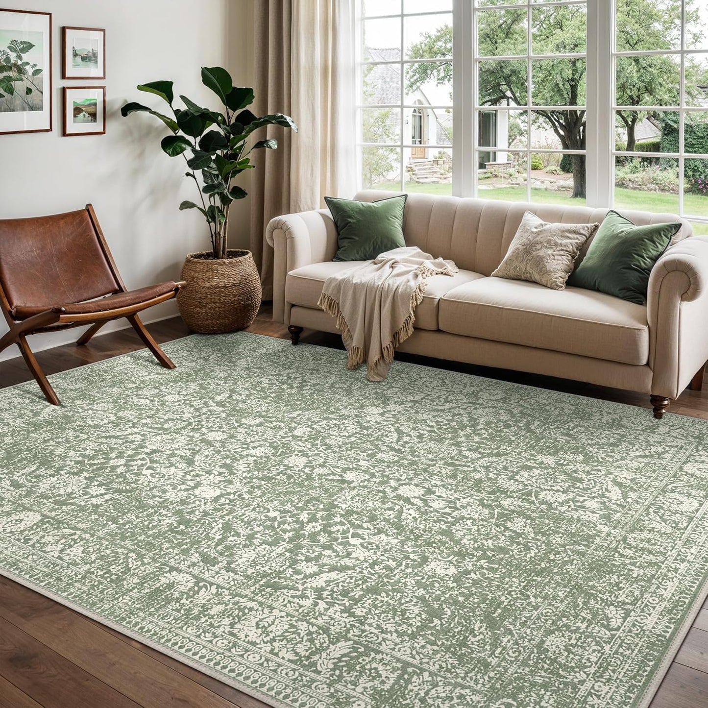 GENIMO Flourishing Floral Print Machine Washable Area Rug