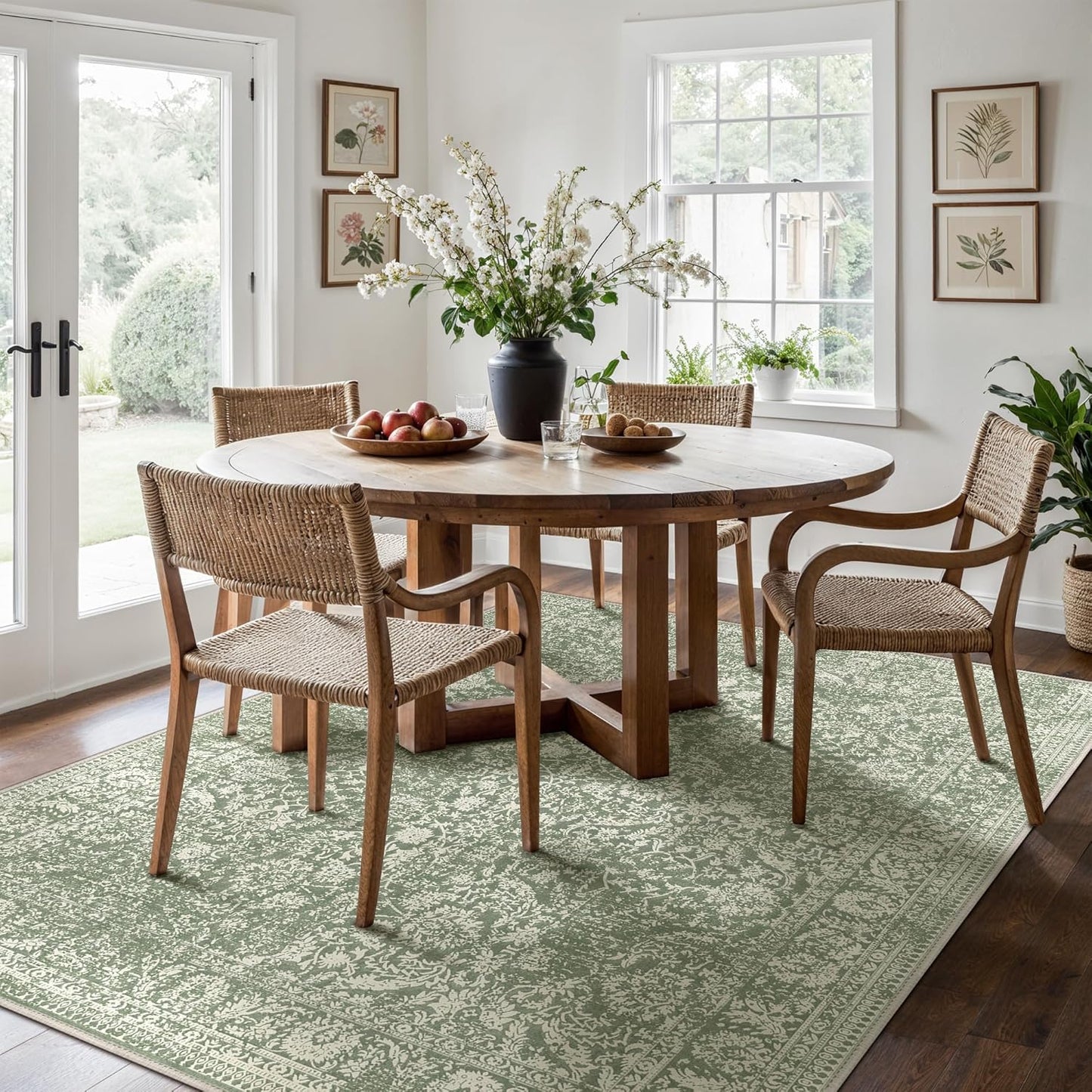 GENIMO Flourishing Floral Print Machine Washable Area Rug
