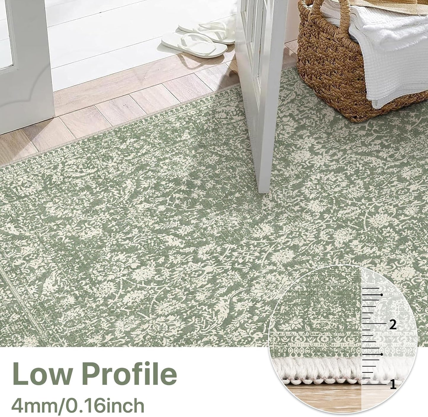 GENIMO Flourishing Floral Print Machine Washable Area Rug