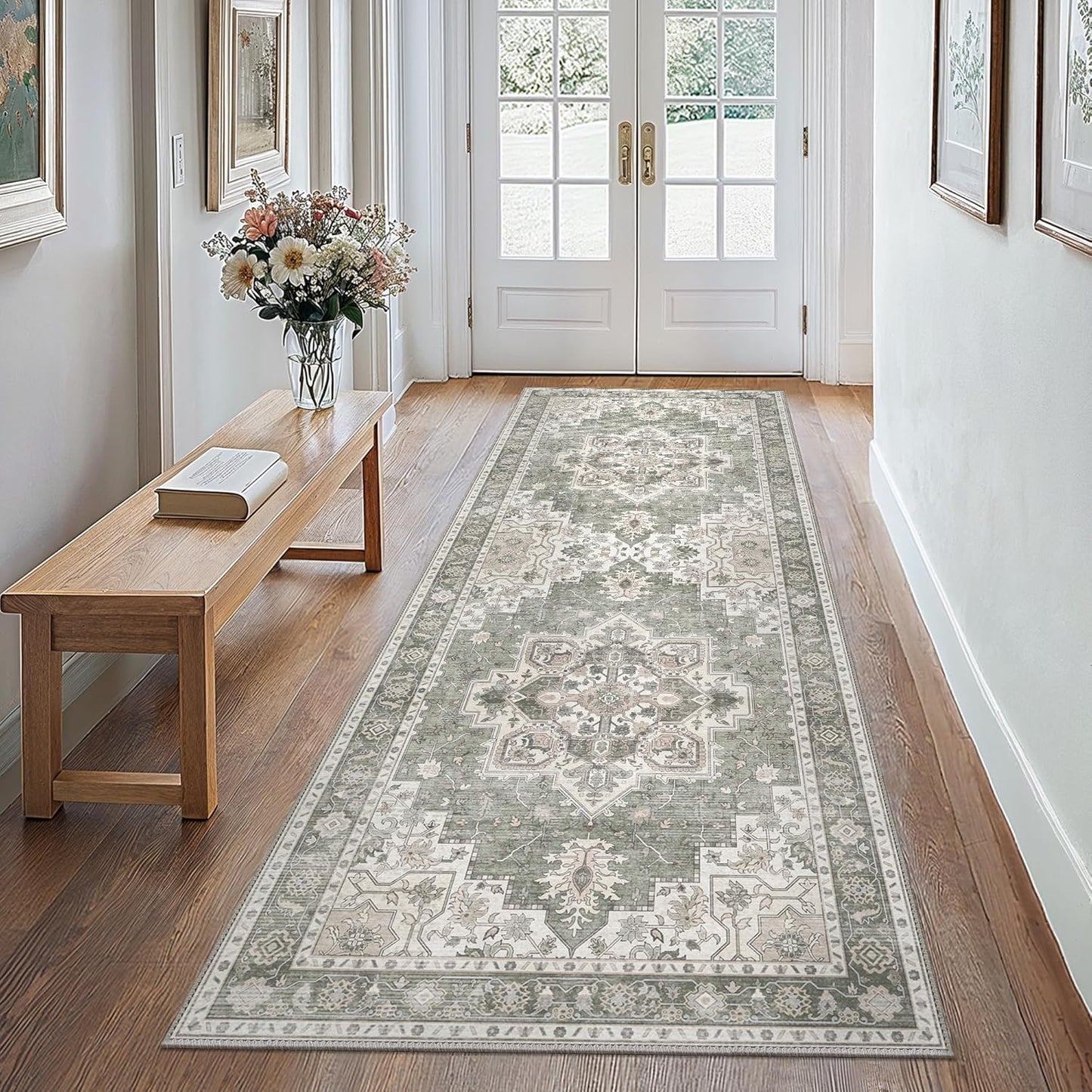GENIMO Runner Rug Machine Washable Vintage Bohemian Print
