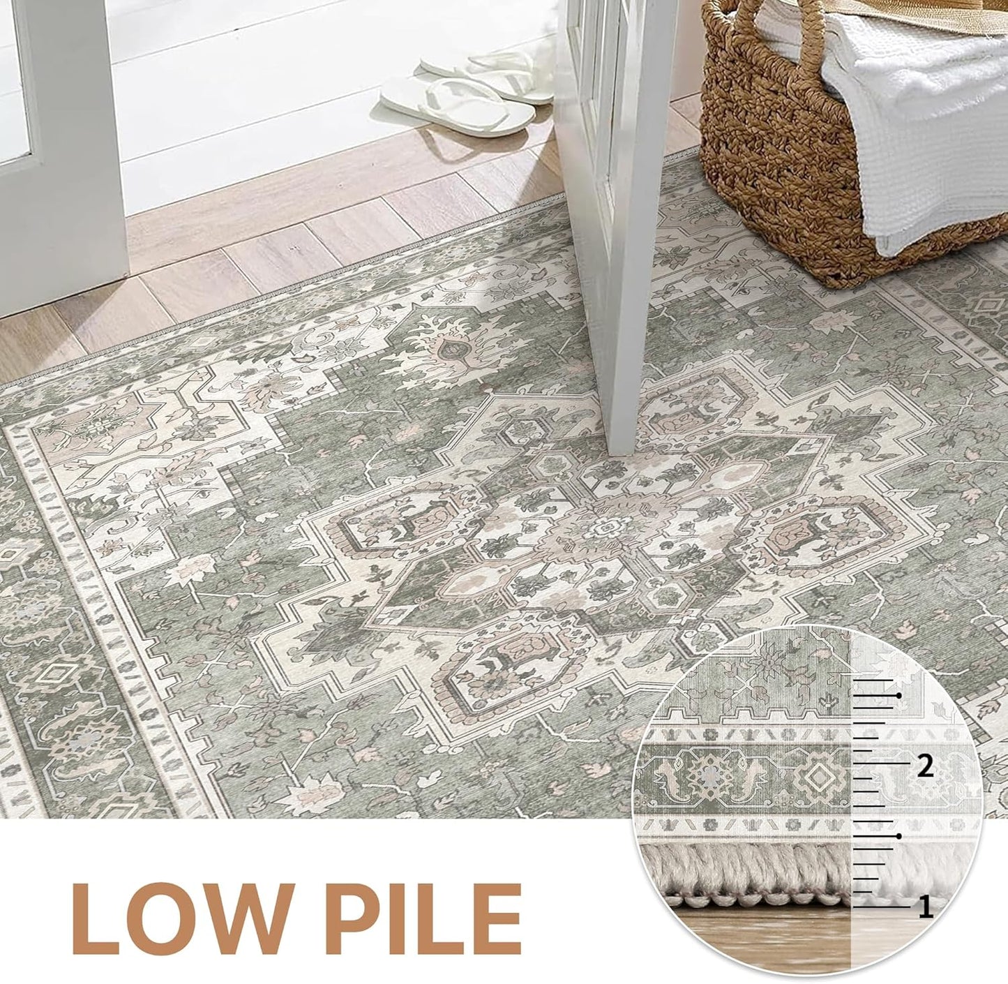 GENIMO Runner Rug Machine Washable Vintage Bohemian Print