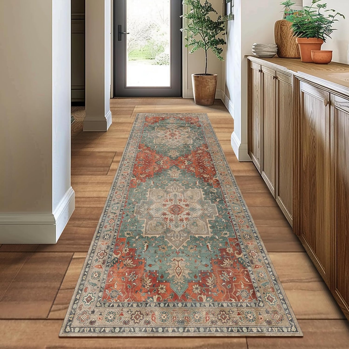 GENIMO Vintage Print Machine Washable Runner Rug