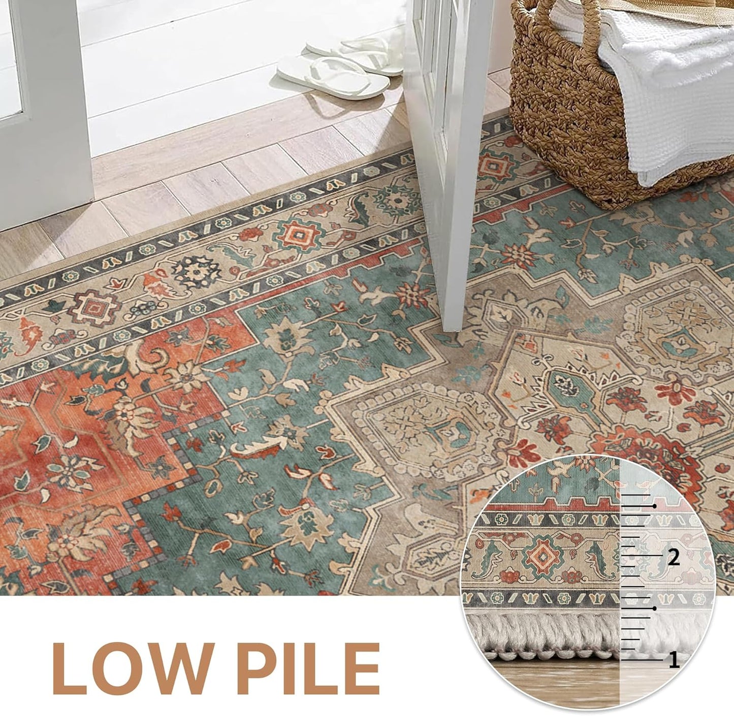 GENIMO Vintage Print Machine Washable Runner Rug