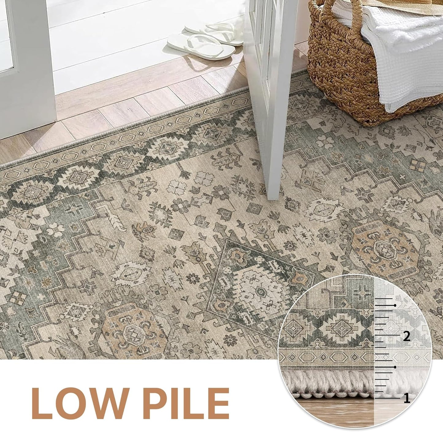 GENIMO Machine Washable Symmetrical Totem Print Non-Slip Area Rug