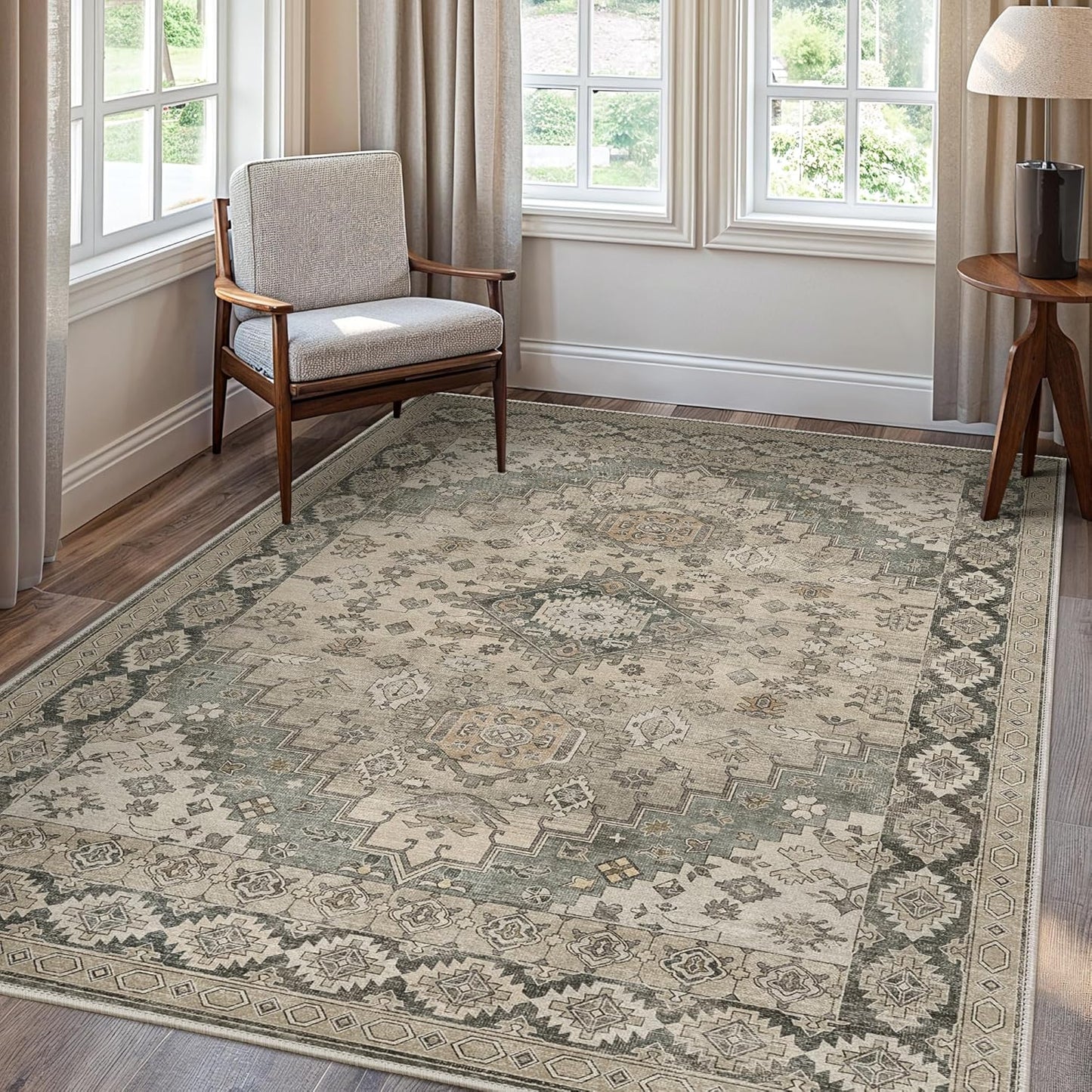 GENIMO Machine Washable Symmetrical Totem Print Non-Slip Area Rug