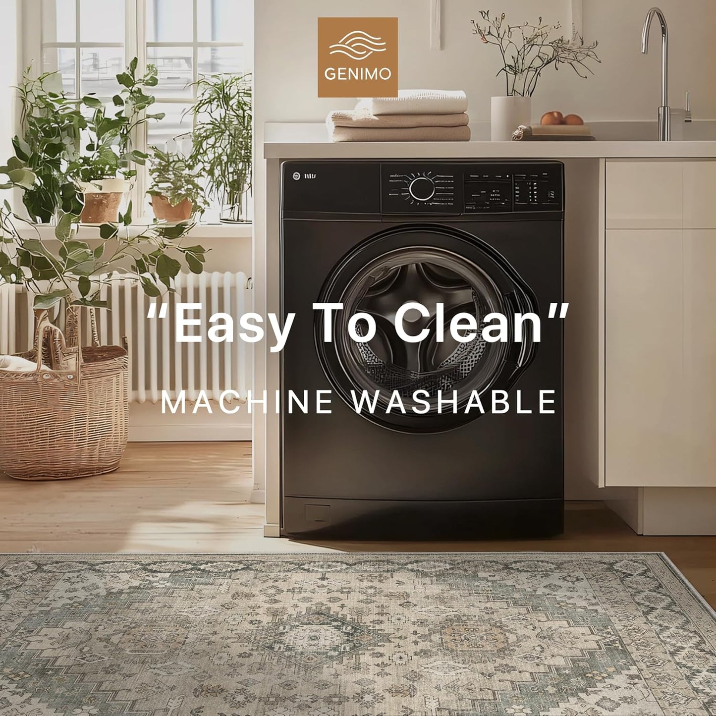GENIMO Machine Washable Symmetrical Totem Print Non-Slip Area Rug