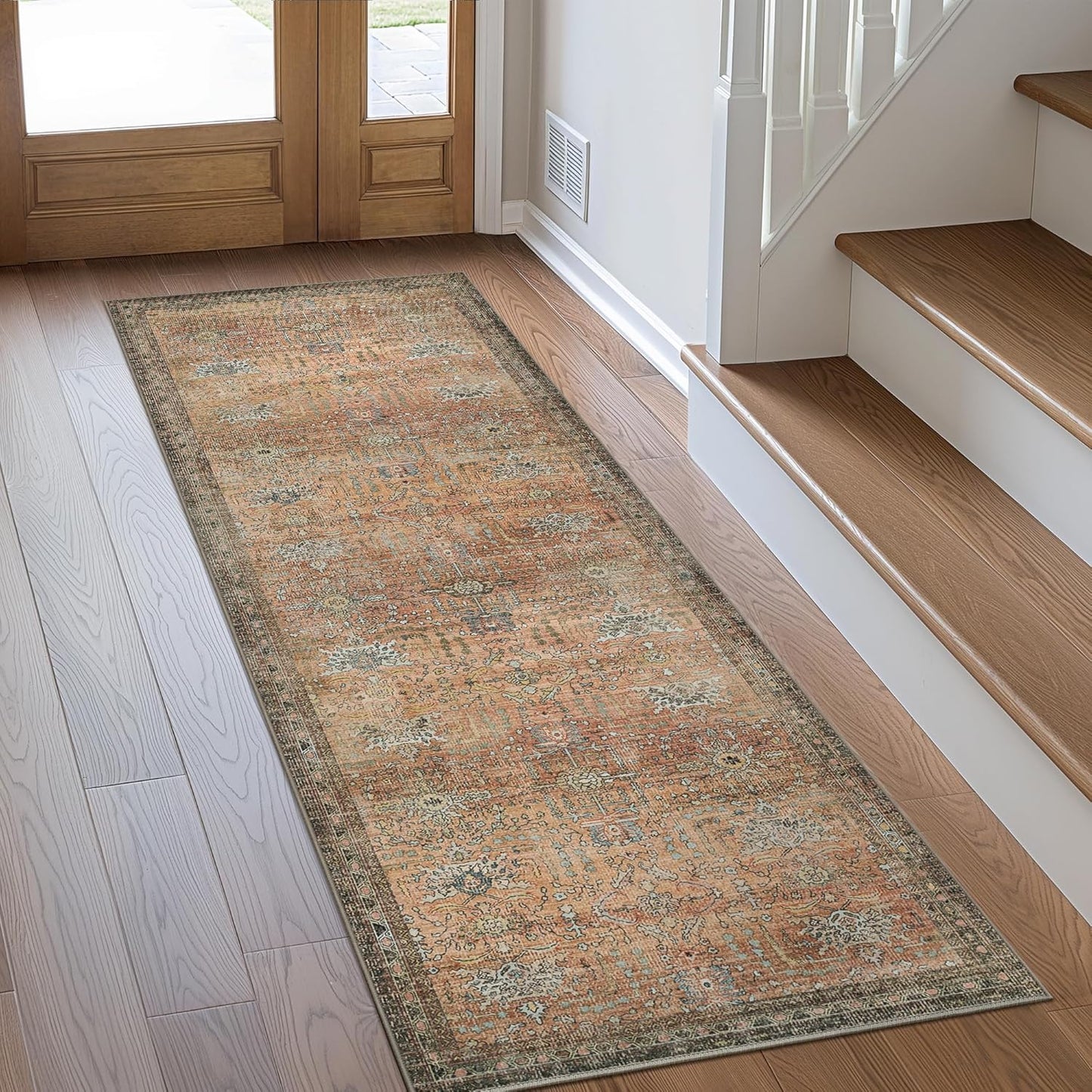 GENIMO Vintage Bohemian Print Non-Slip Runner Rug Red