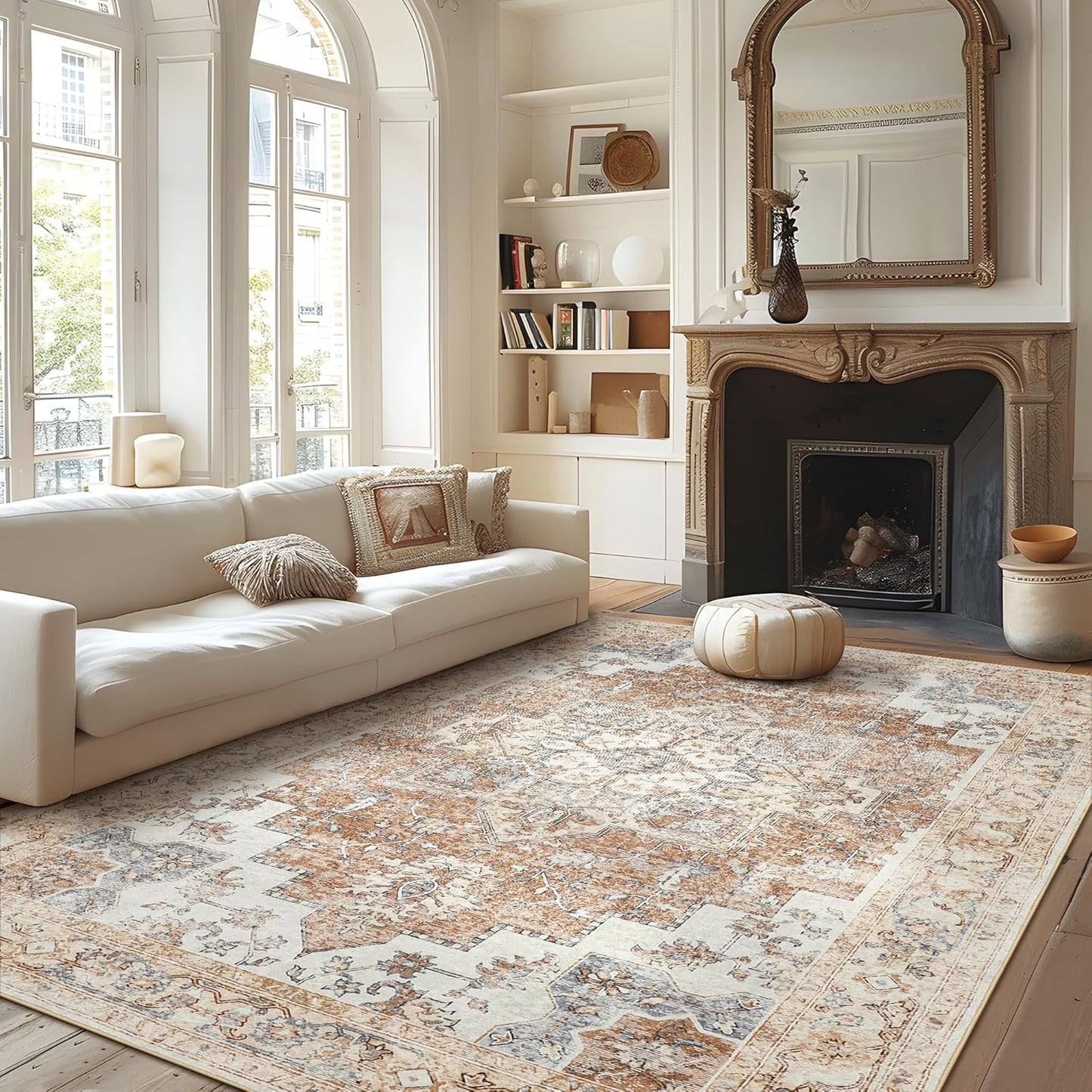 GENIMO Area Rug Machine Washable Vintage Bohemian Print