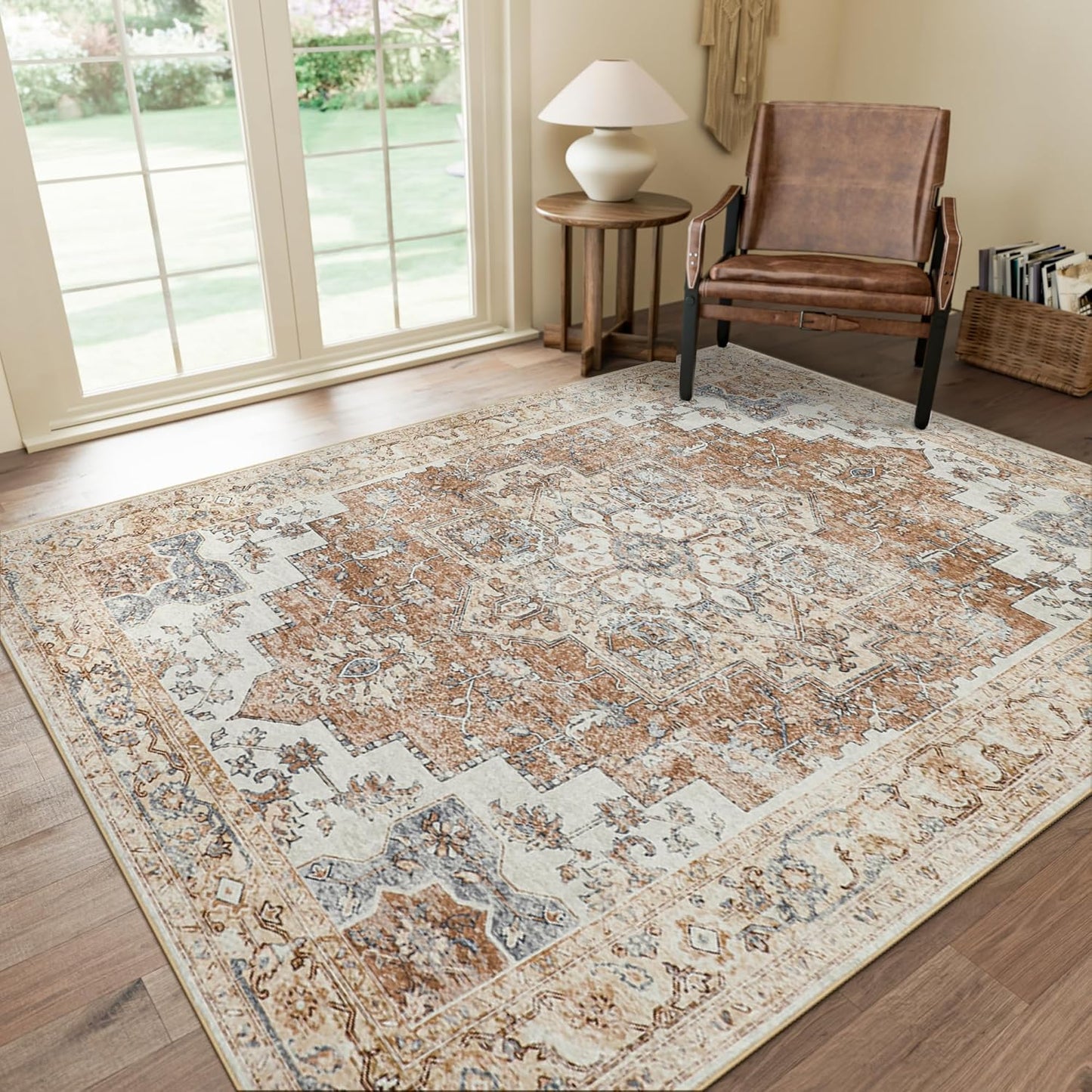 GENIMO Area Rug Machine Washable Vintage Bohemian Print