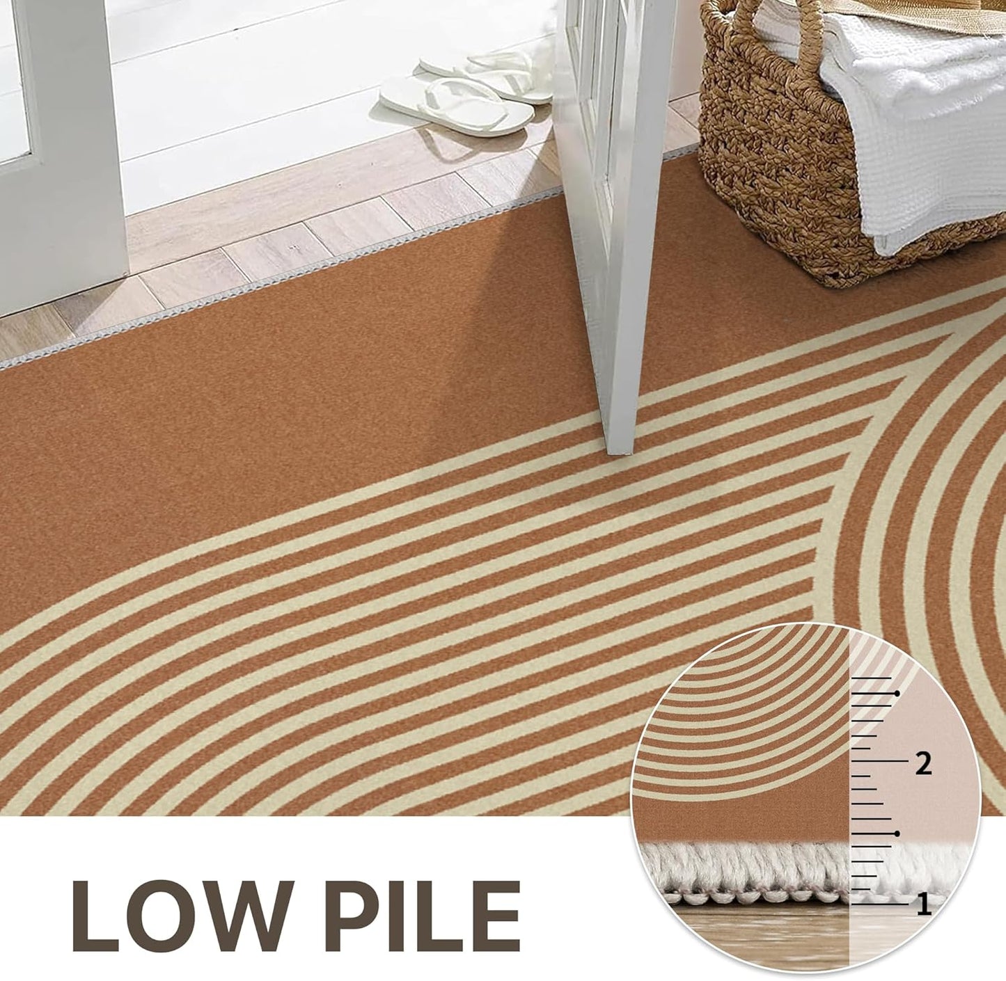 GENIMO Modern Minimalist Oval Line Printed Non-Slip Area Rug