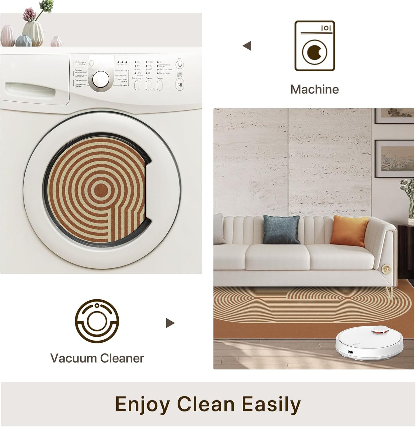 GENIMO Modern Minimalist Oval Line Printed Non-Slip Area Rug