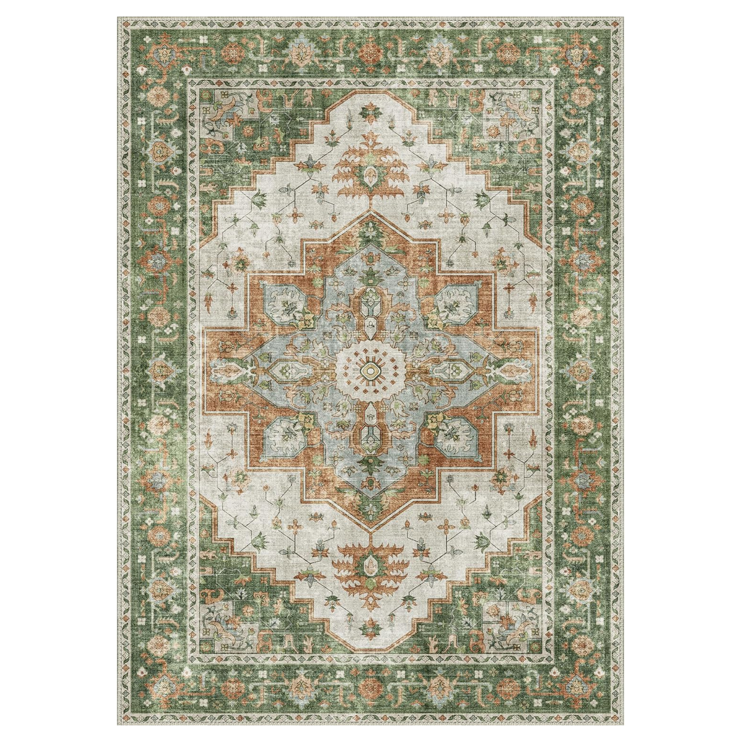 GENIMO Non Slip Indoor Soft Distressed Lightweight Thin Low Pile Area Rug