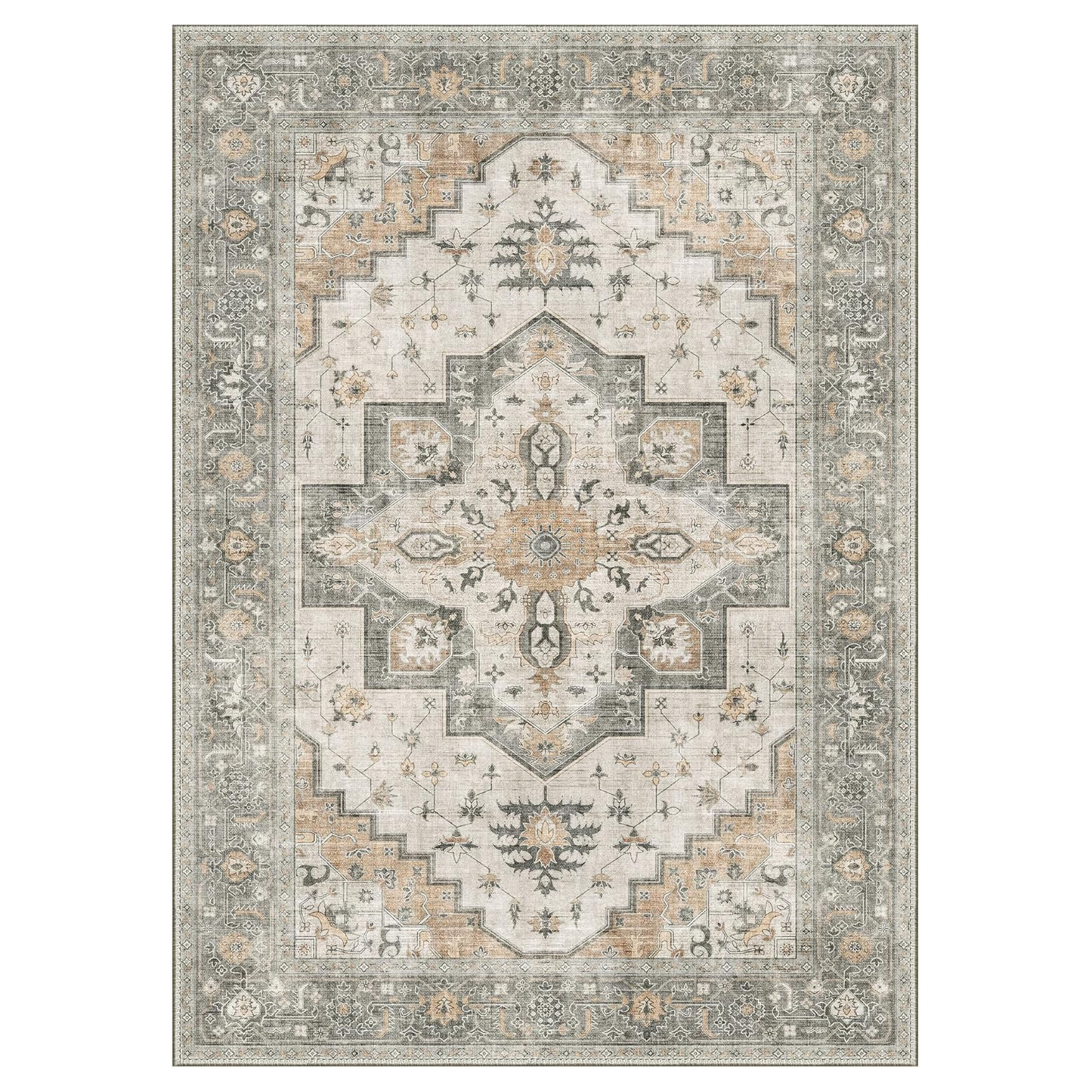 GENIMO Non Slip Indoor Soft Distressed Lightweight Thin Low Pile Area Rug