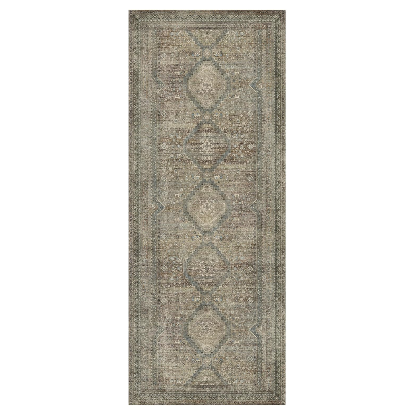 GENIMO Machine Washable Runner Rug Non Slip Carpet with Gripper Green/Blue