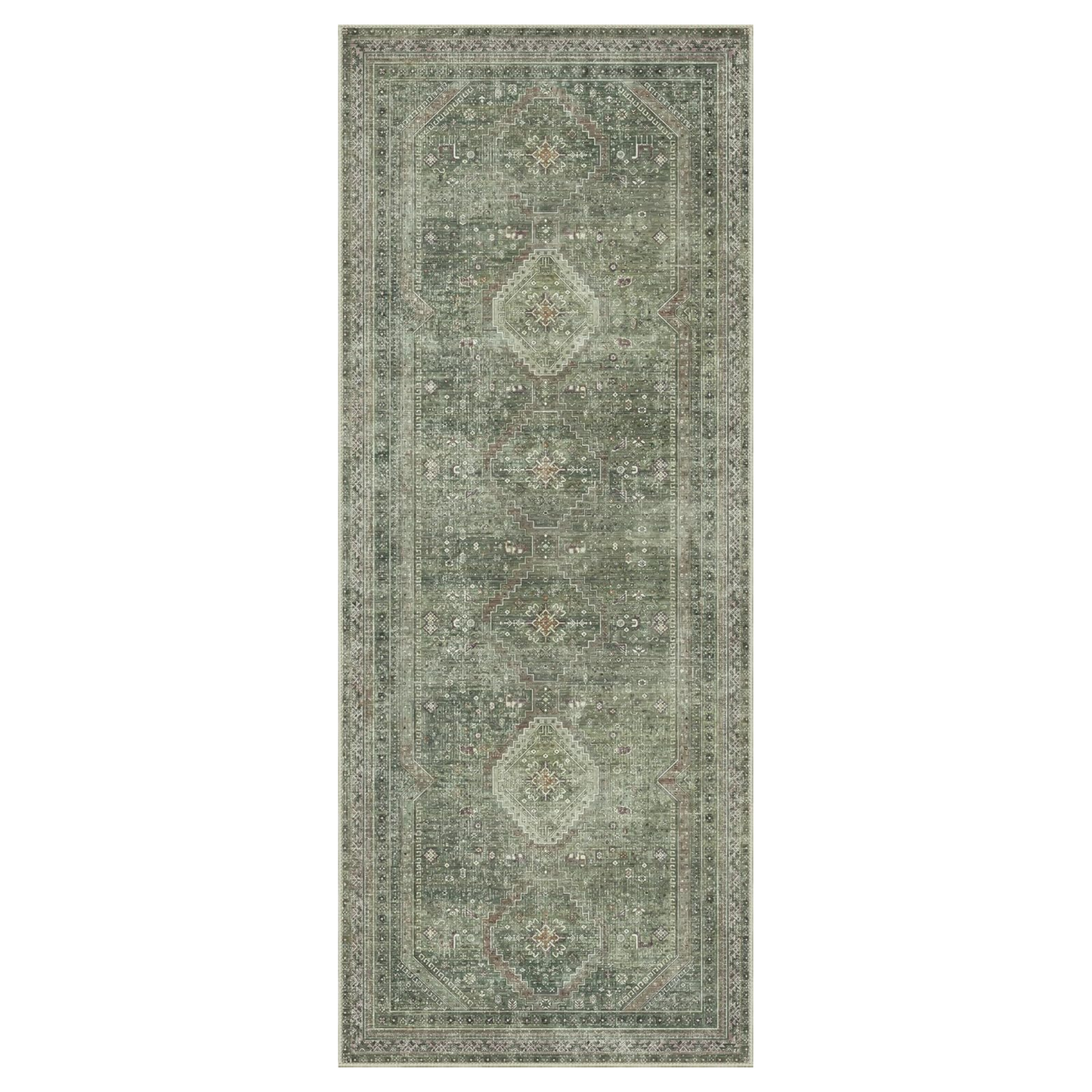 GENIMO Machine Washable Runner Rug Non Slip Carpet with Gripper Green/Blue