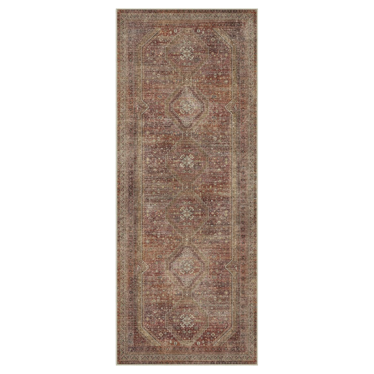 GENIMO Machine Washable Runner Rug Non Slip Carpet with Gripper Brown