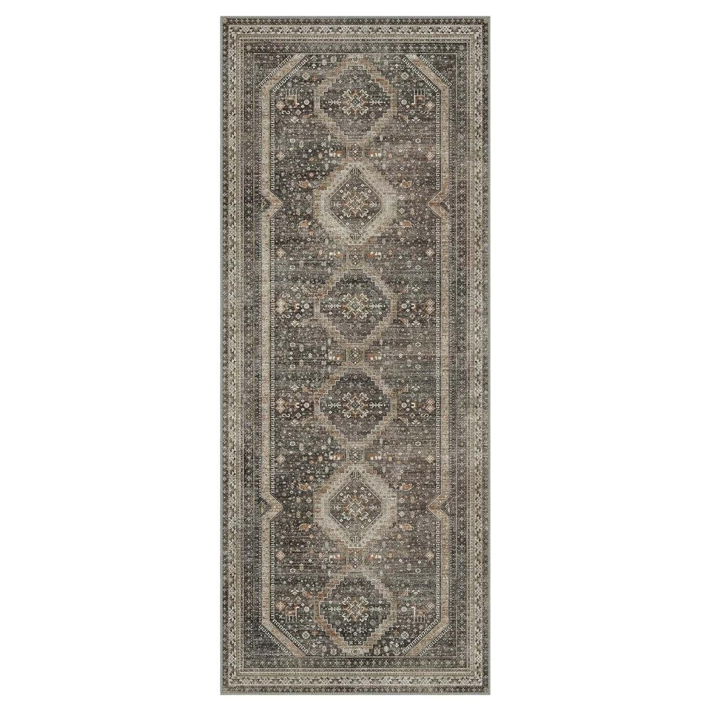 GENIMO Machine Washable Runner Rug Non Slip Carpet with Gripper Brown