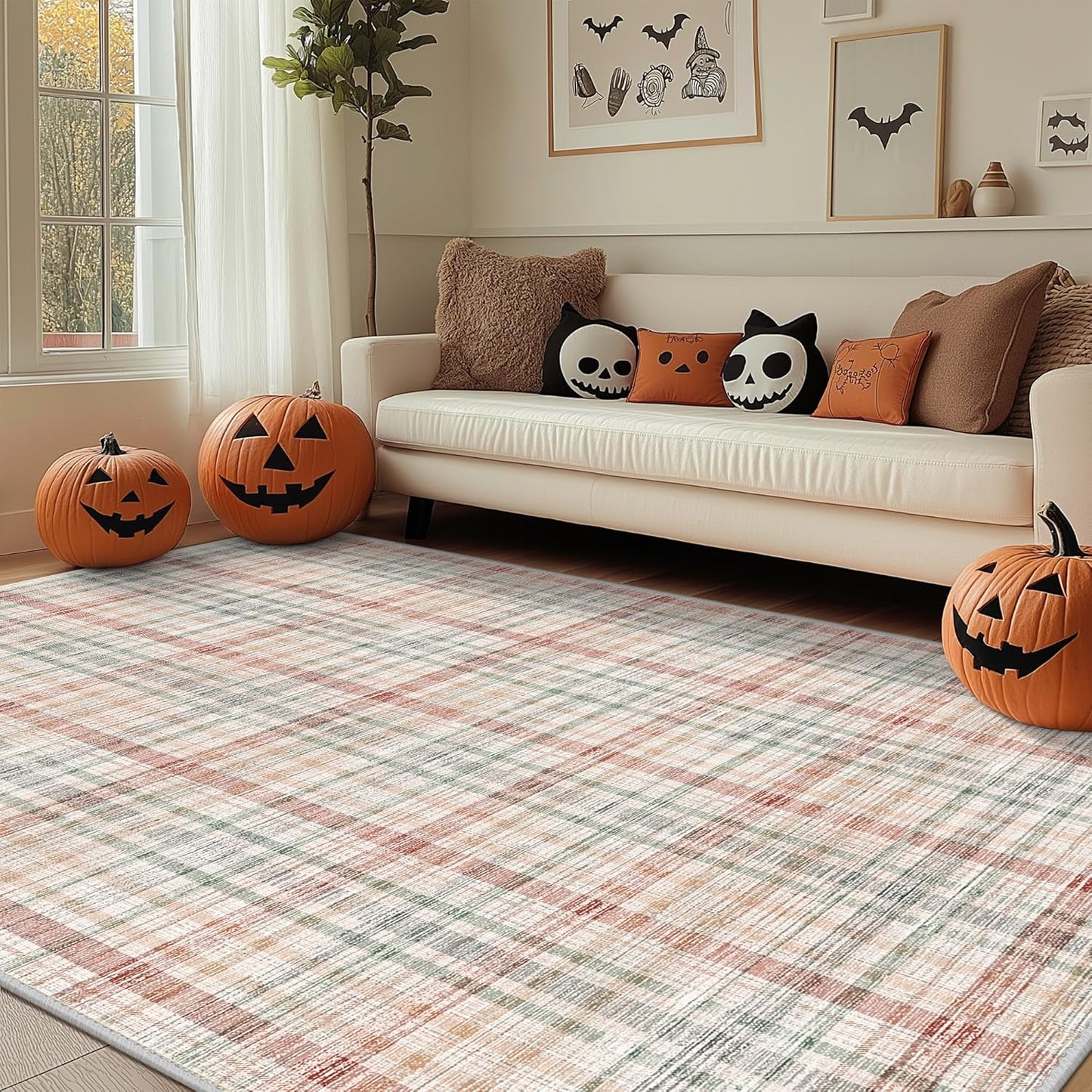 GENIMO Classic Plaid Print Machine Washable Non-Slip