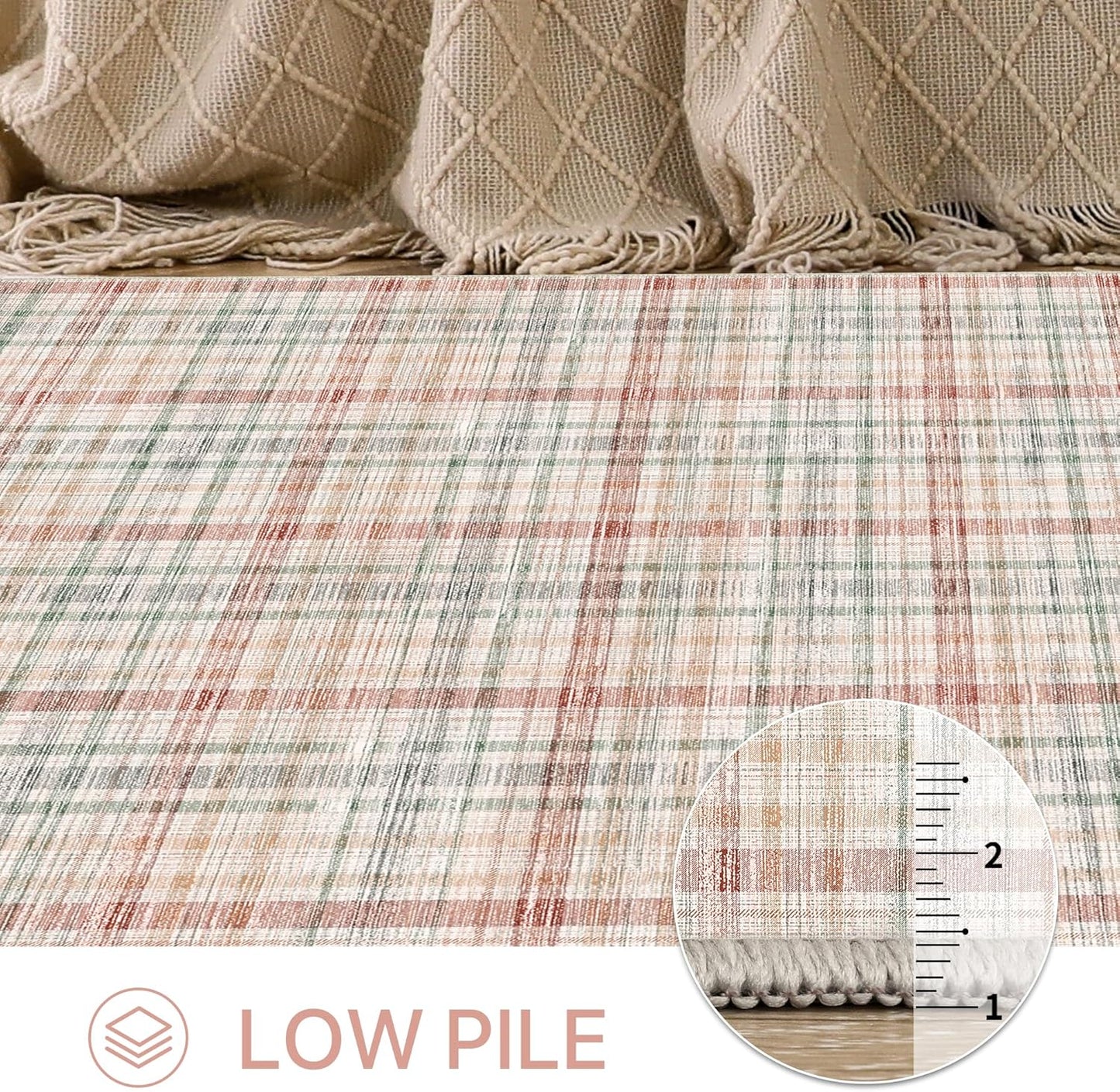 GENIMO Classic Plaid Print Machine Washable Non-Slip
