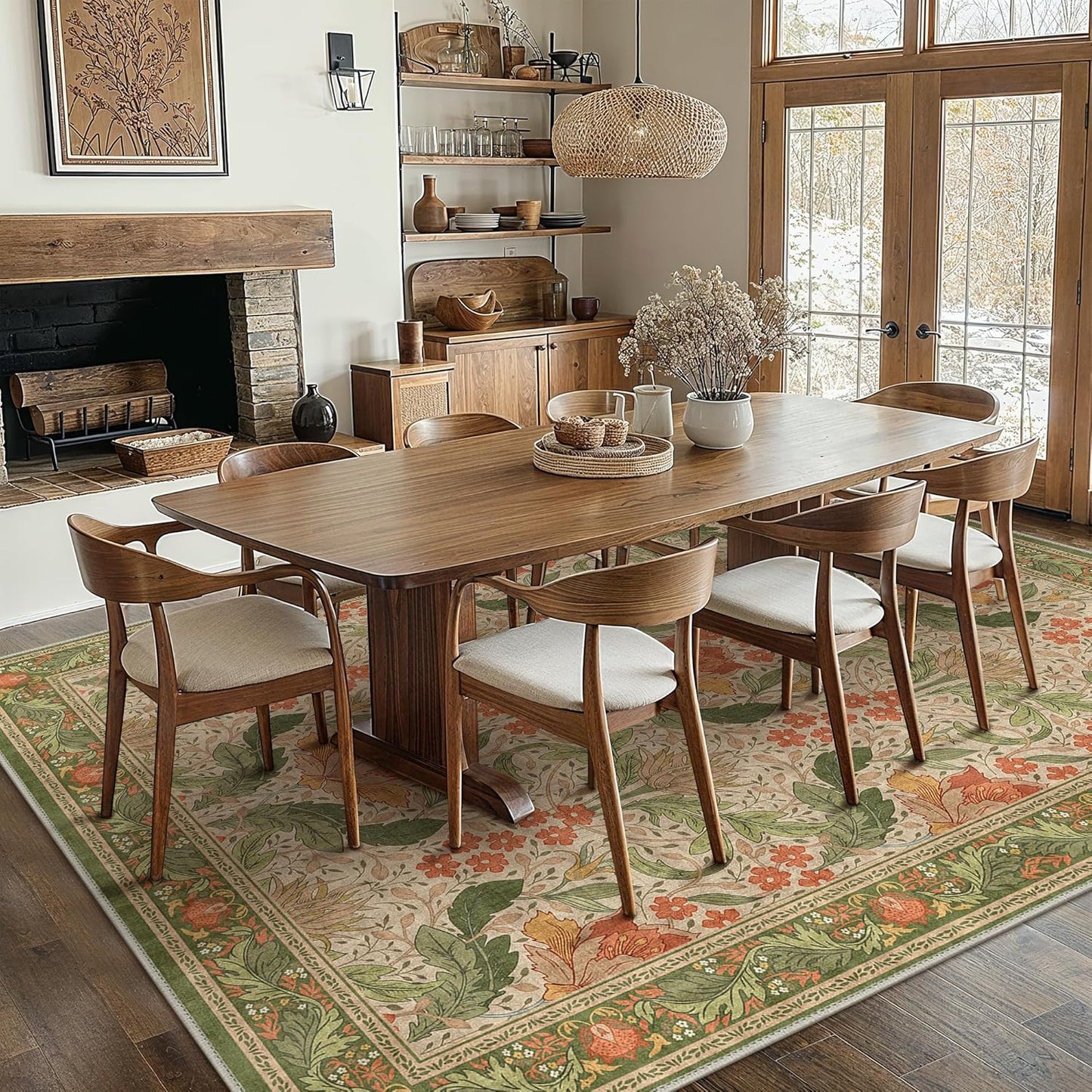 GENIMO Vintage Floral Machine Washable Area Rug