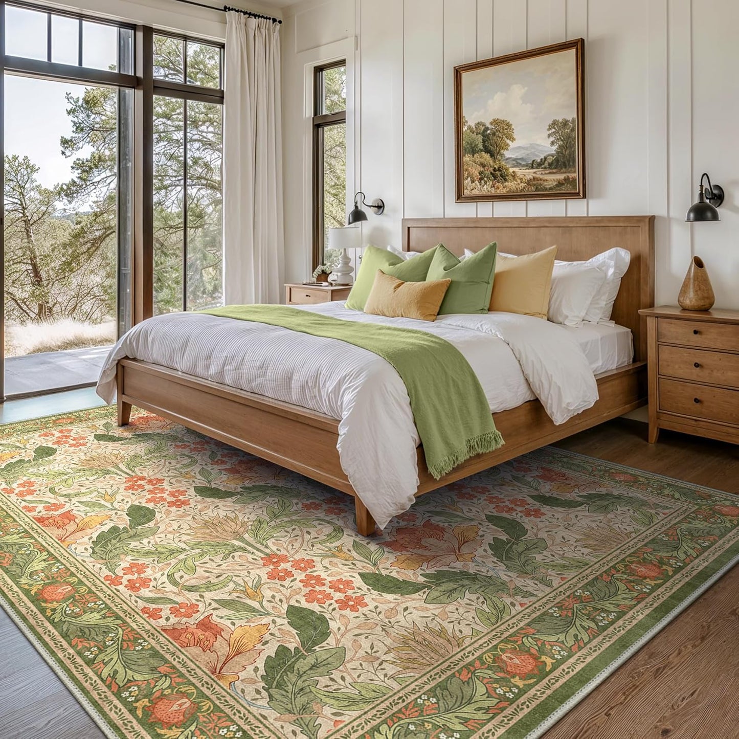 GENIMO Vintage Floral Machine Washable Area Rug