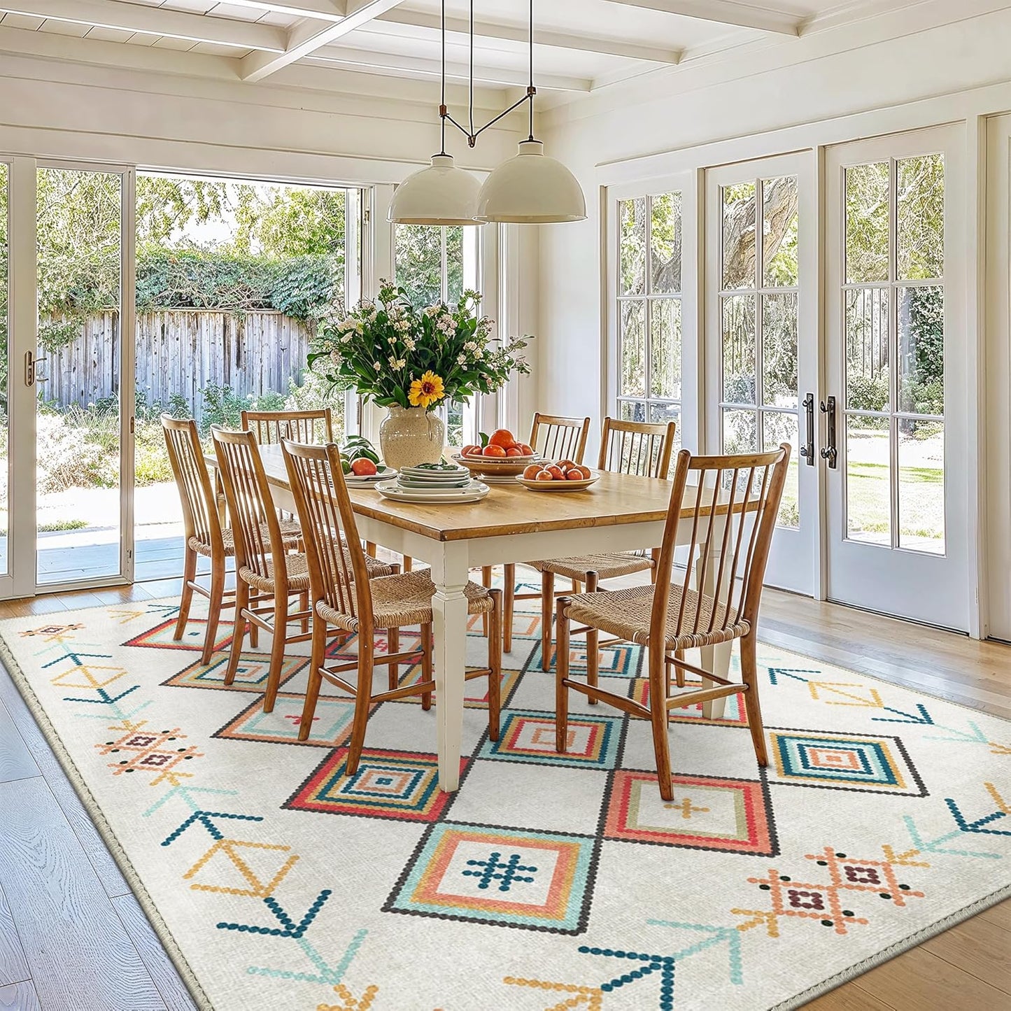 GENIMO Rainbow Geometric Low-Pile Area Rug