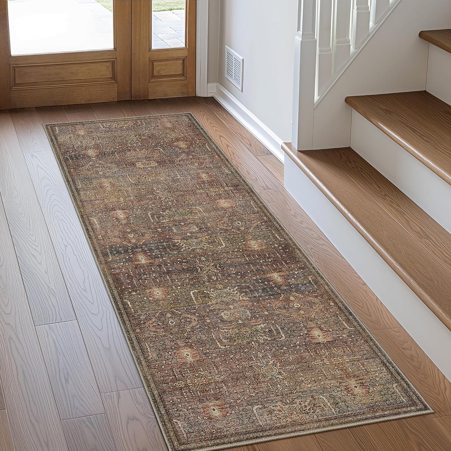 GENIMO Vintage Bohemian Print Non-Slip Runner Rug Brown