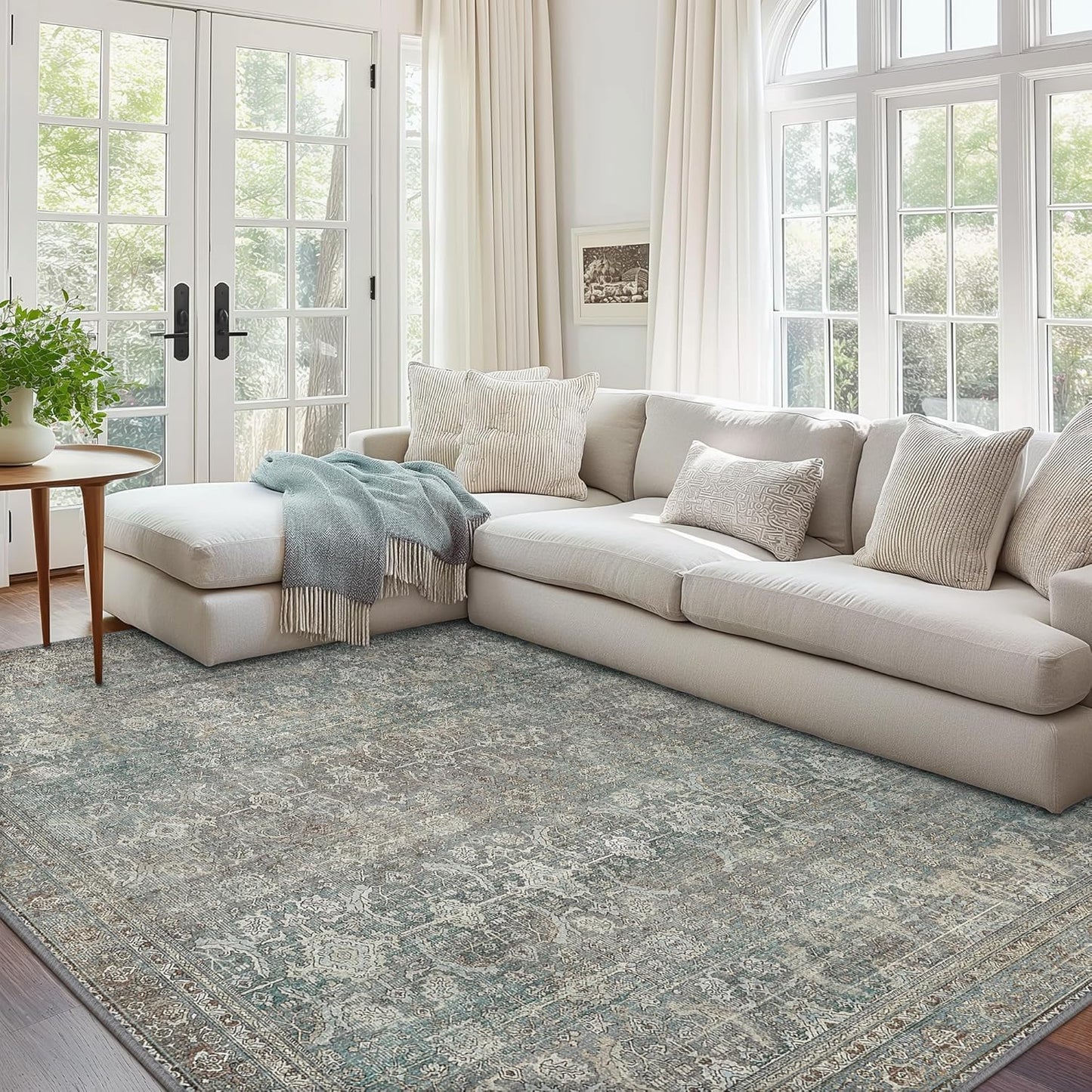 GENIMO Vintage Gorgeous Cool Color Non-Slip Washable Area Rug