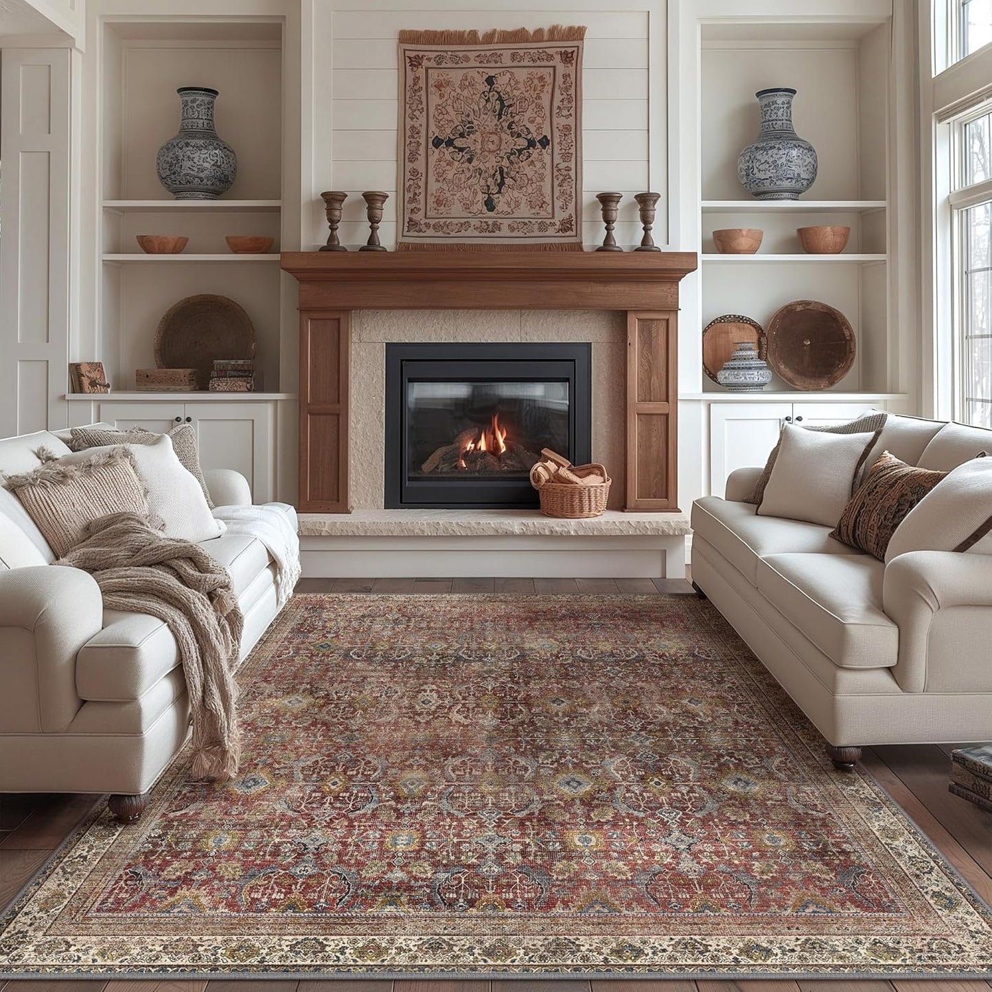 GENIMO Vintage Gorgeous Warm Color Non-Slip Washable Area Rug