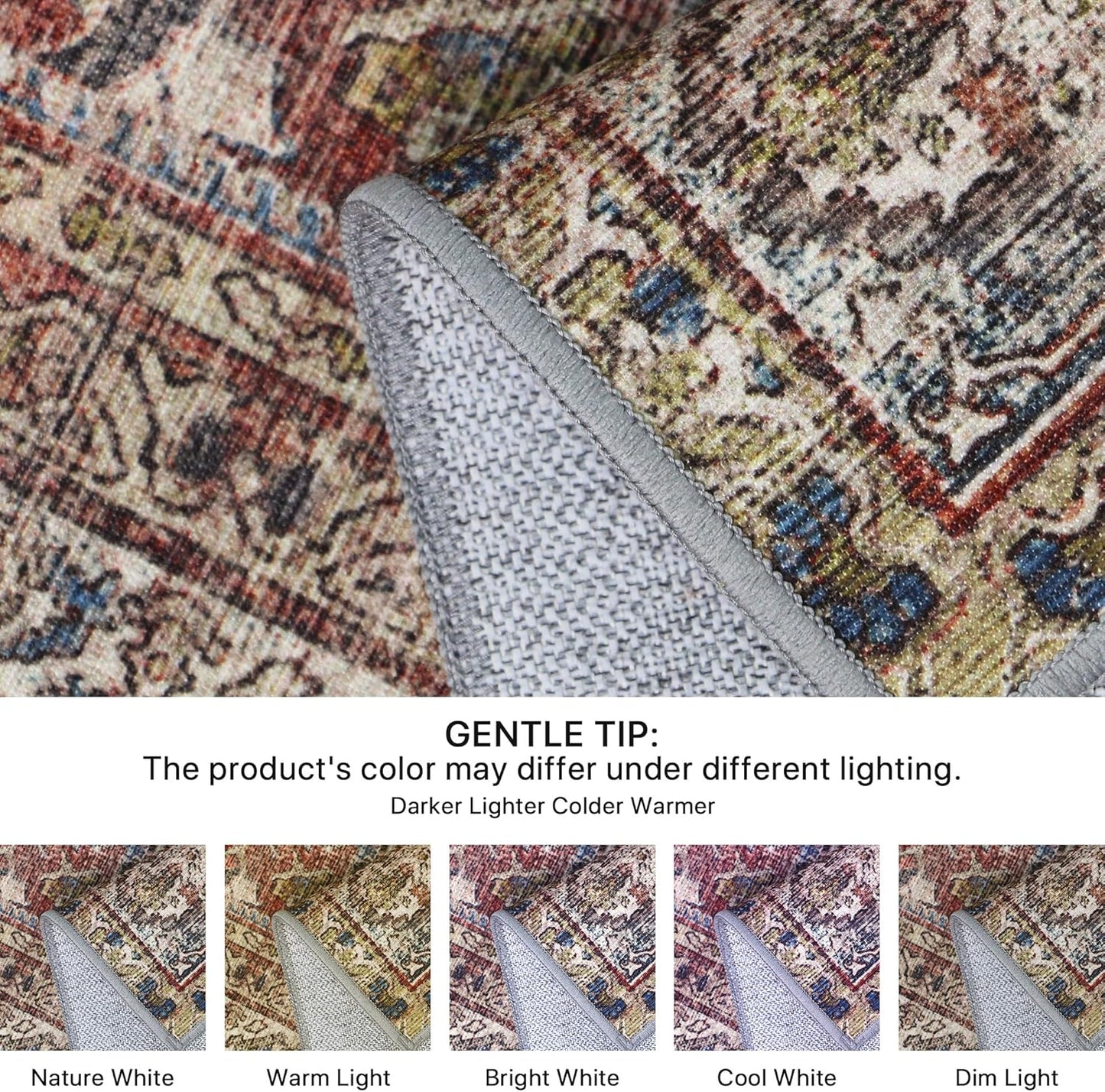 GENIMO Vintage Gorgeous Warm Color Non-Slip Washable Area Rug