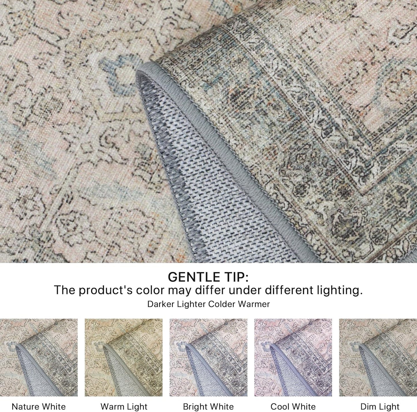 GENIMO Vintage Gorgeous Warm Color Non-Slip Washable Area Rug